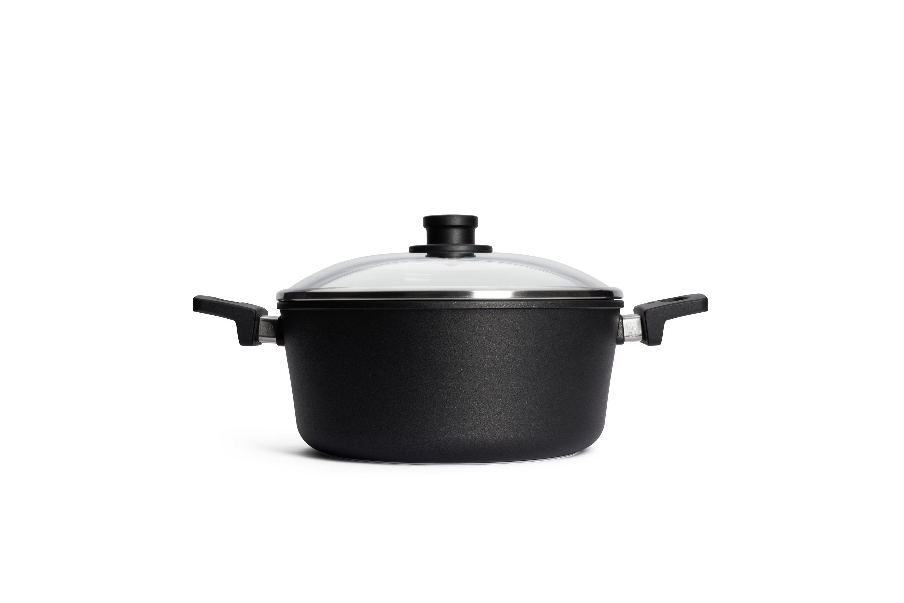 128N_128IL_Lid_Profile Nowo Titanium Gusstopf Seitenansicht | 2 Seitengriffe | Ceran, Gas, Elektro, Halogen | 28cm