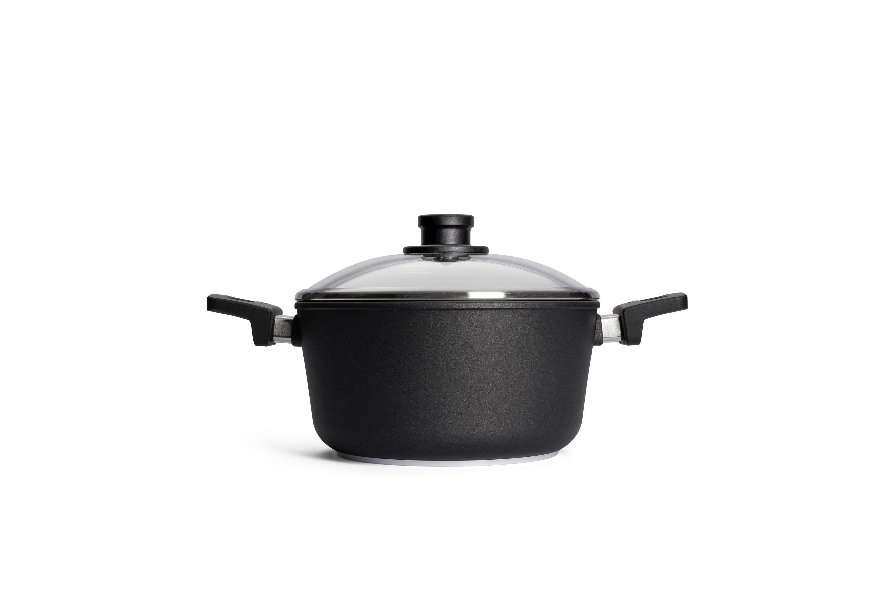 124N_124IL_Lid_Profile Nowo Titanium Gusstopf Seitenansicht | Alle Herdarten inkl. Induktion | 2 Seitengriffe | 24cm
