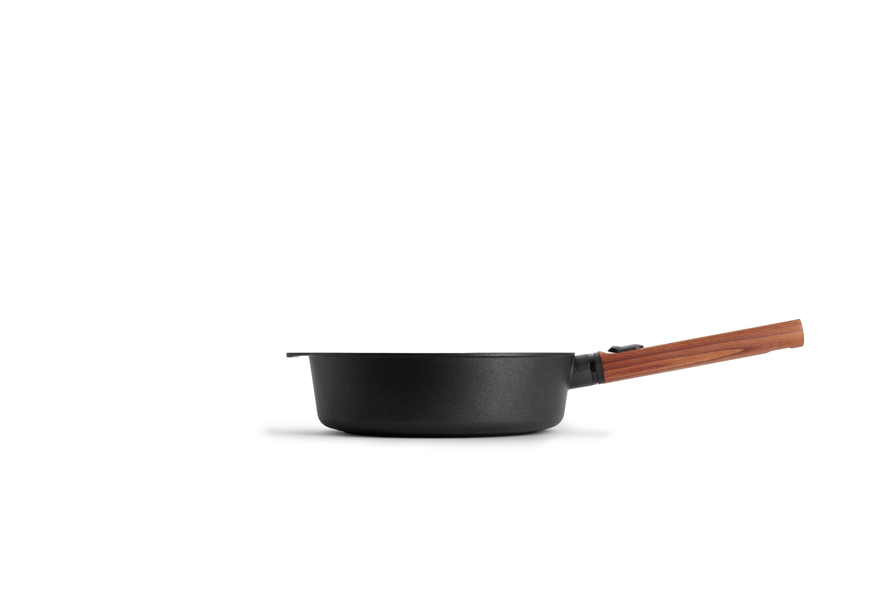 Eco Logic QXR Guss-Hochrandpfanne Eco Logic QXR Guss-Hochrandpfanne Seitenansicht | Holz - Abnehmbar | Alle Herdarten inkl. Induktion | 24 cm