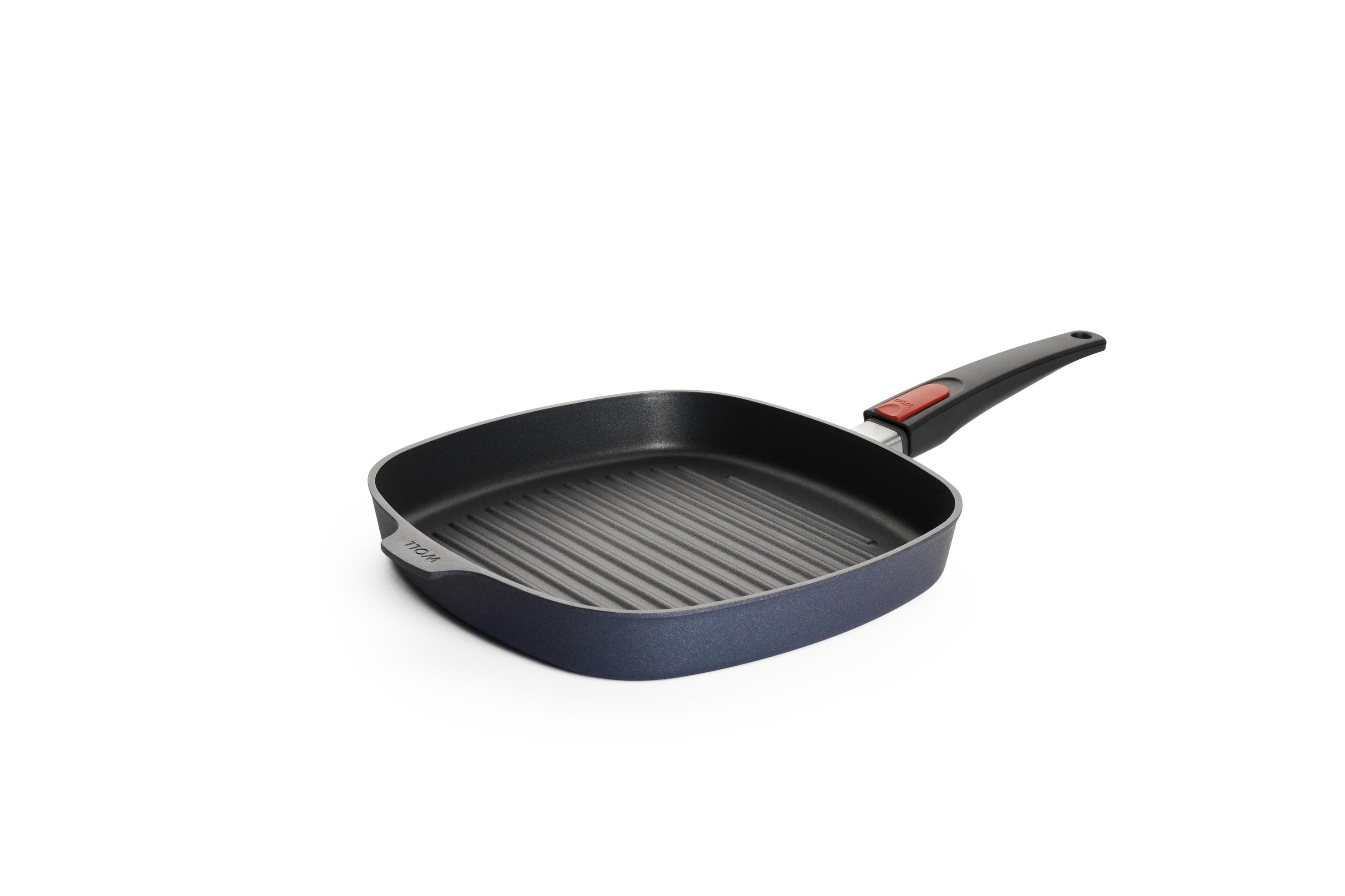1628-1DPS_1628-1DPI_3Quarter Diamond Lite Guss-Steakpfanne, viereckig, mit Rillen | Stiel - Abnehmbar | Ceran, Gas, Elektro, Halogen | 28x28cm