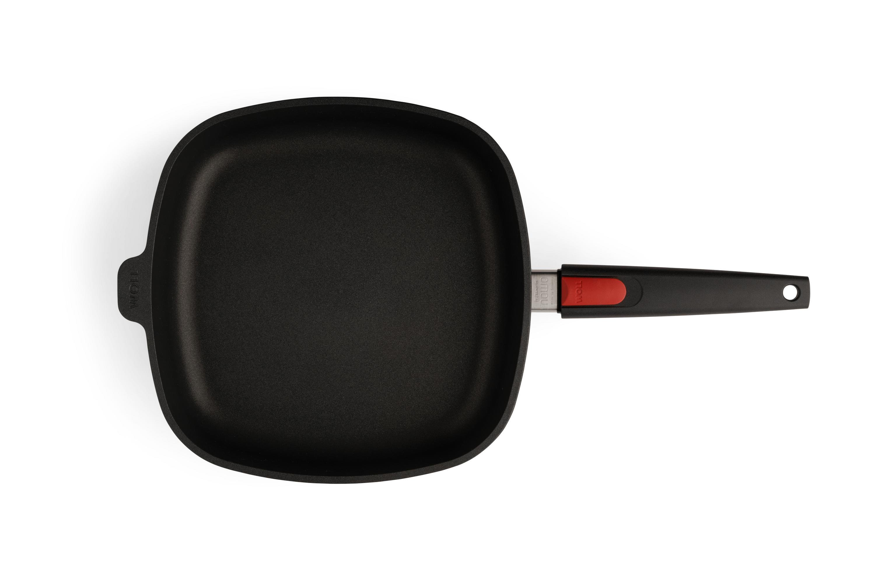 Nowo Titanium Gusspfanne, viereckig Draufsicht | Stiel - Fest | Alle Herdarten inkl. Induktion | 28x28cm