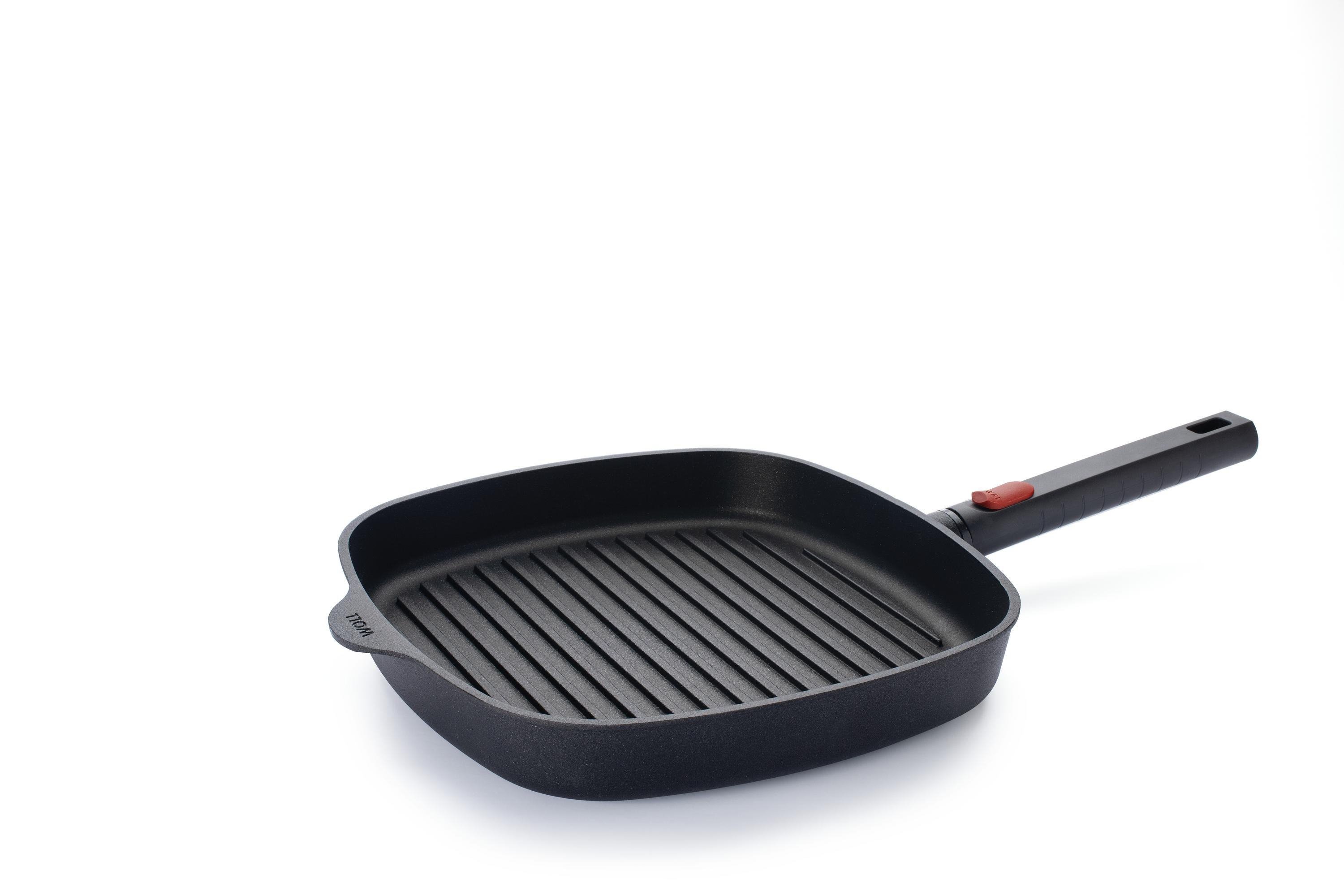 Logic XR Guss-Steakpfanne, viereckig, mit Rillen | Phenolik - Abnehmbar | Alle Herdarten inkl. Induktion | 28x28cm