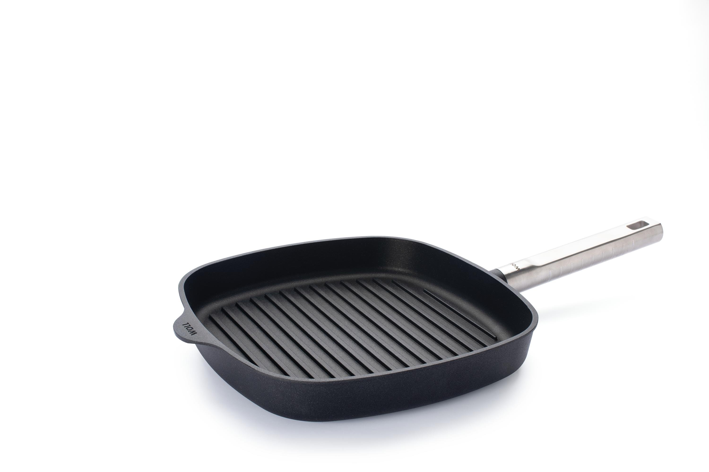 Logic XR Guss-Steakpfanne, viereckig, mit Rillen | Edelstahl - Fest | Alle Herdarten inkl. Induktion | 28x28cm