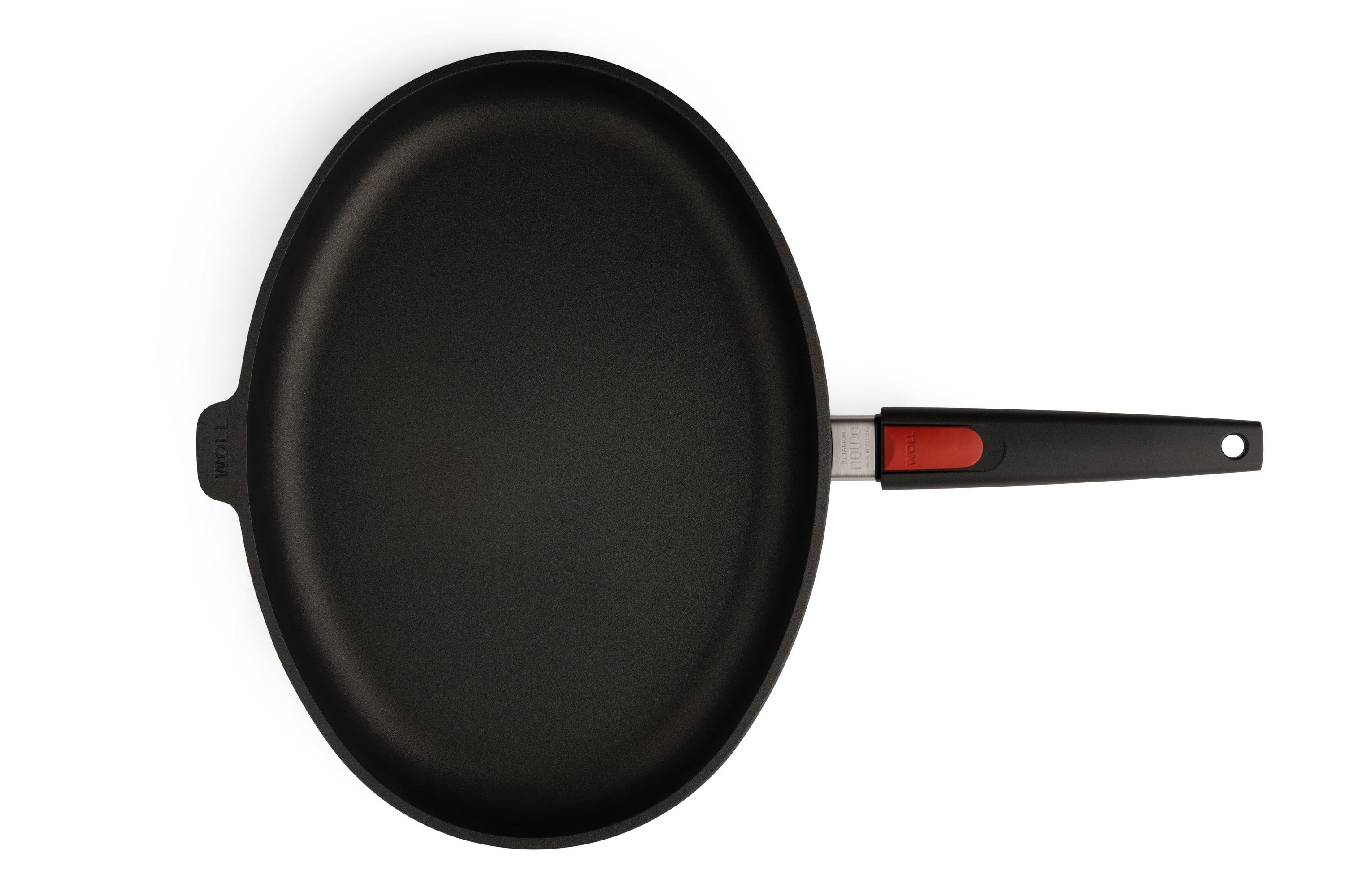 Nowo Titanium Guss-Fischpfanne Draufsicht | Stiel - Fest | Alle Herdarten inkl. Induktion | 38x28,4cm