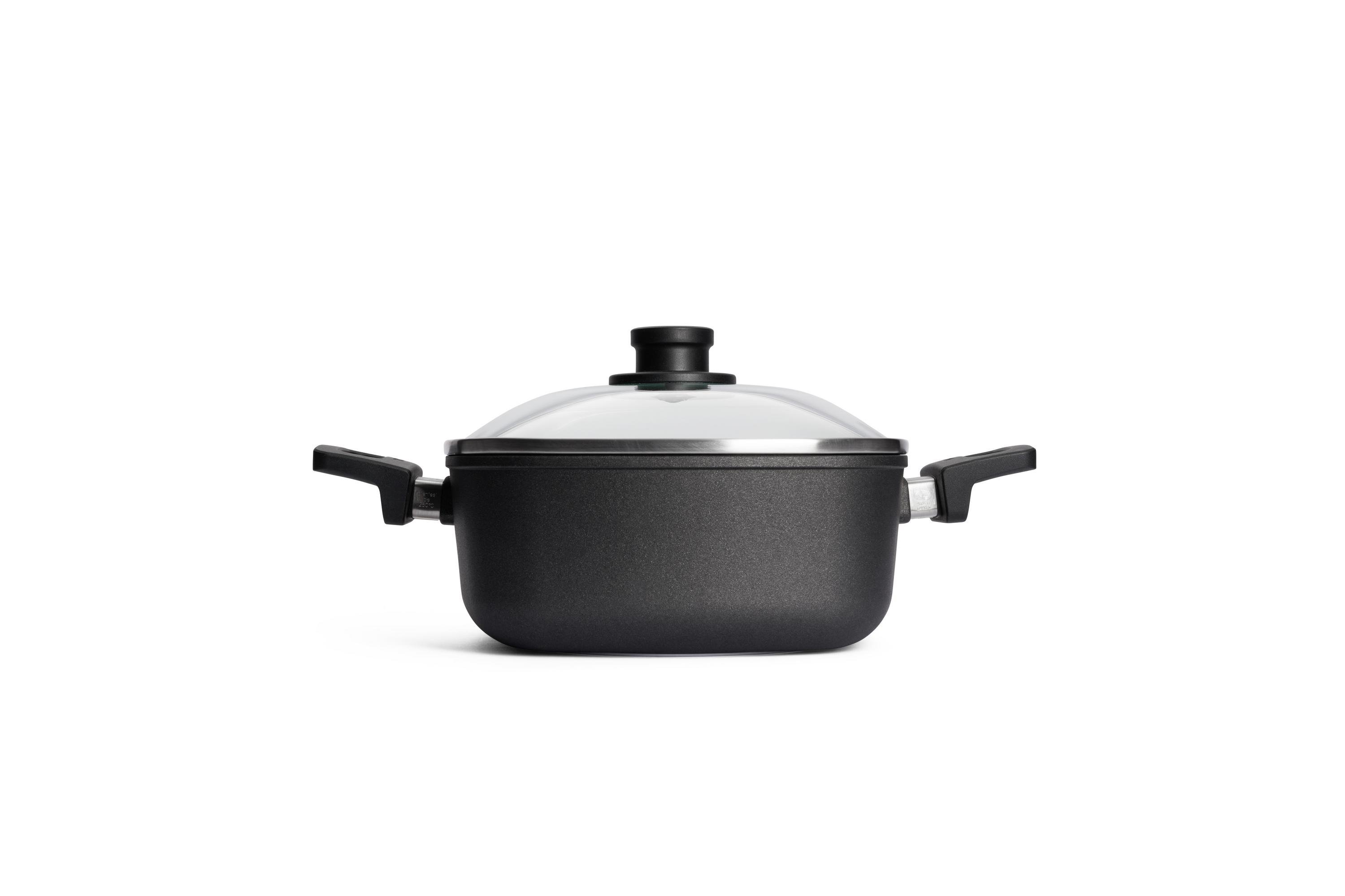 1024N_1024IL_Lid_Profile Nowo Titanium Guss-Kasserolle, viereckig Seitenansicht | 24x24cm | Alle Herdarten inkl. Induktion | 2 Seitengriffe