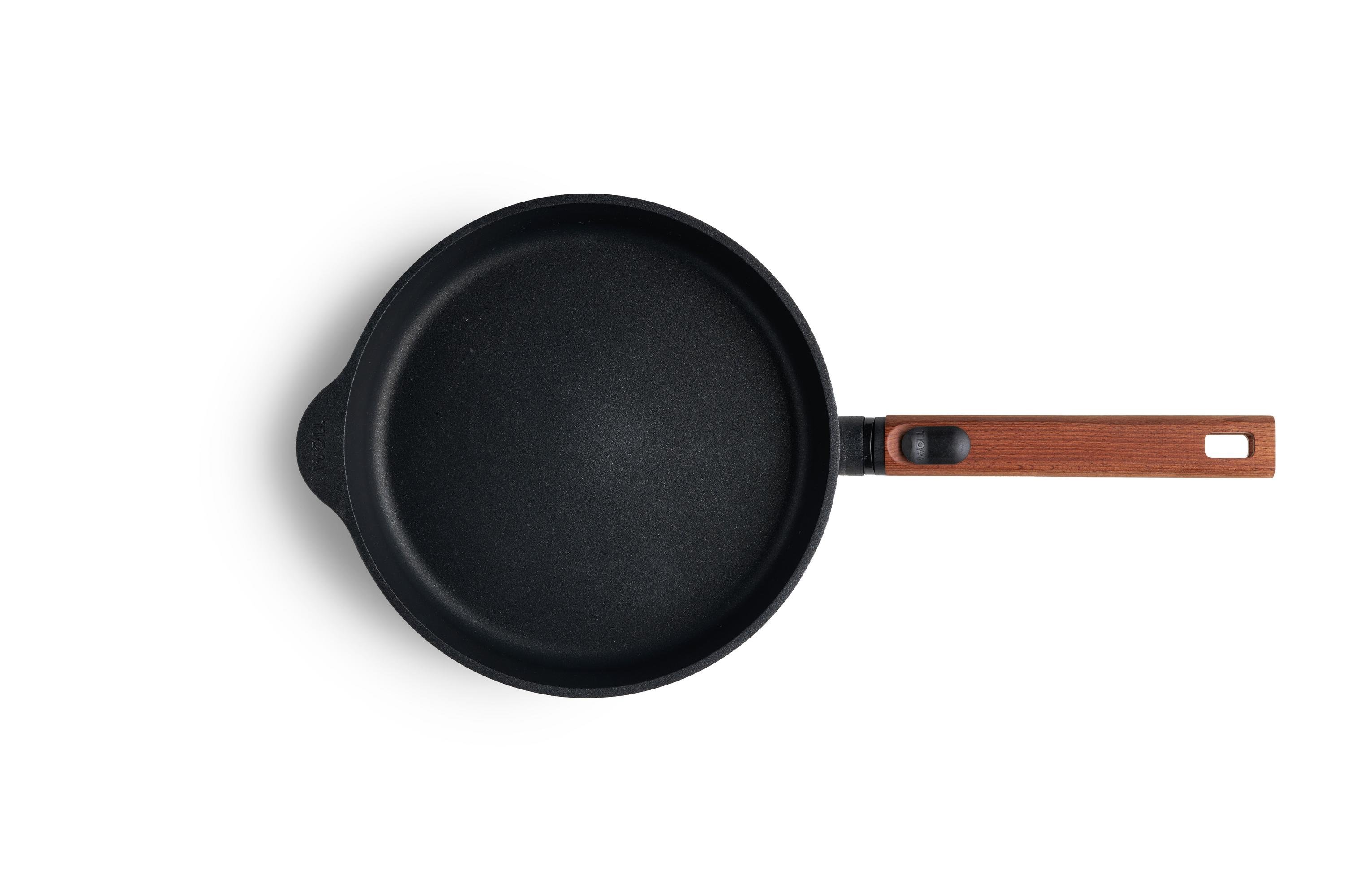 Eco Logic QXR Gusspfanne Draufsicht | Holz - Abnehmbar | Alle Herdarten inkl. Induktion | 24 cm