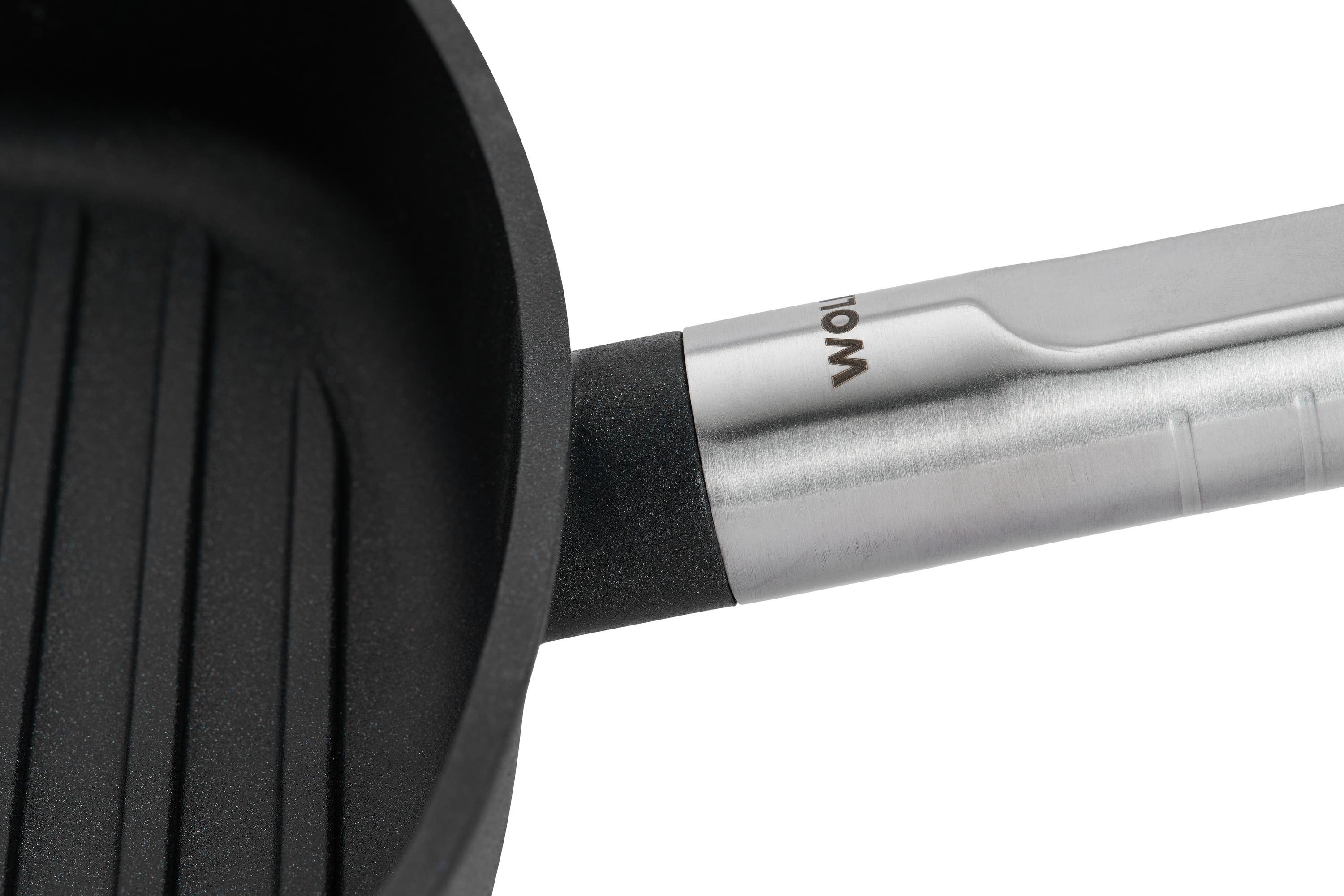 Logic XR Guss-Steakpfanne, viereckig, mit Rillen Detailansicht | Edelstahl - Fest | Alle Herdarten inkl. Induktion | 28x28cm