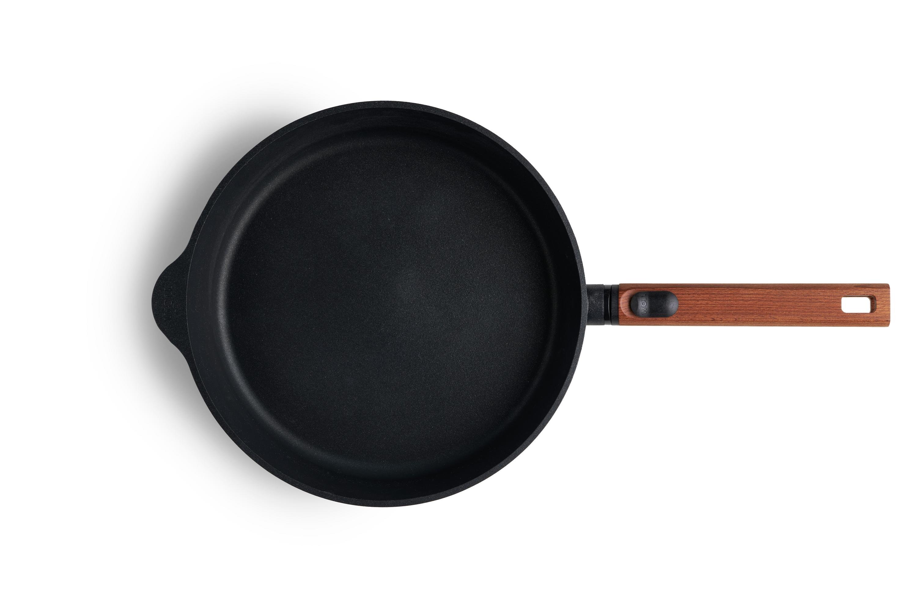 Eco Logic QXR Guss-Hochrandpfanne Draufsicht | Holz - Abnehmbar | 28 cm | Alle Herdarten inkl. Induktion