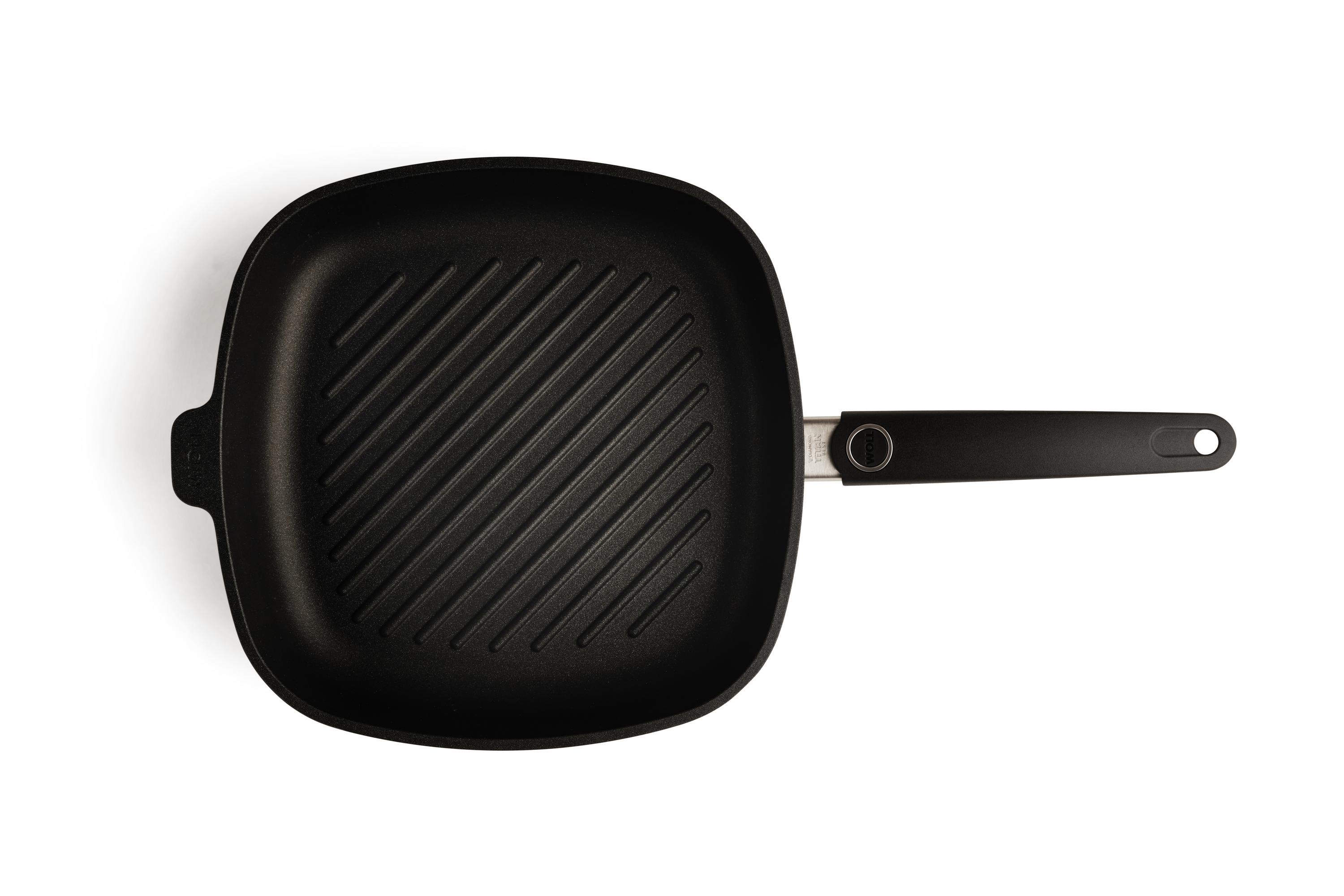 Titan Best Guss-Grillpfanne, viereckig, mit Rillen Titan Best Guss-Steakpfanne, viereckig, mit Rillen Draufsicht | Stiel - Fest | Ceran, Gas, Elektro, Halogen | 28x28cm