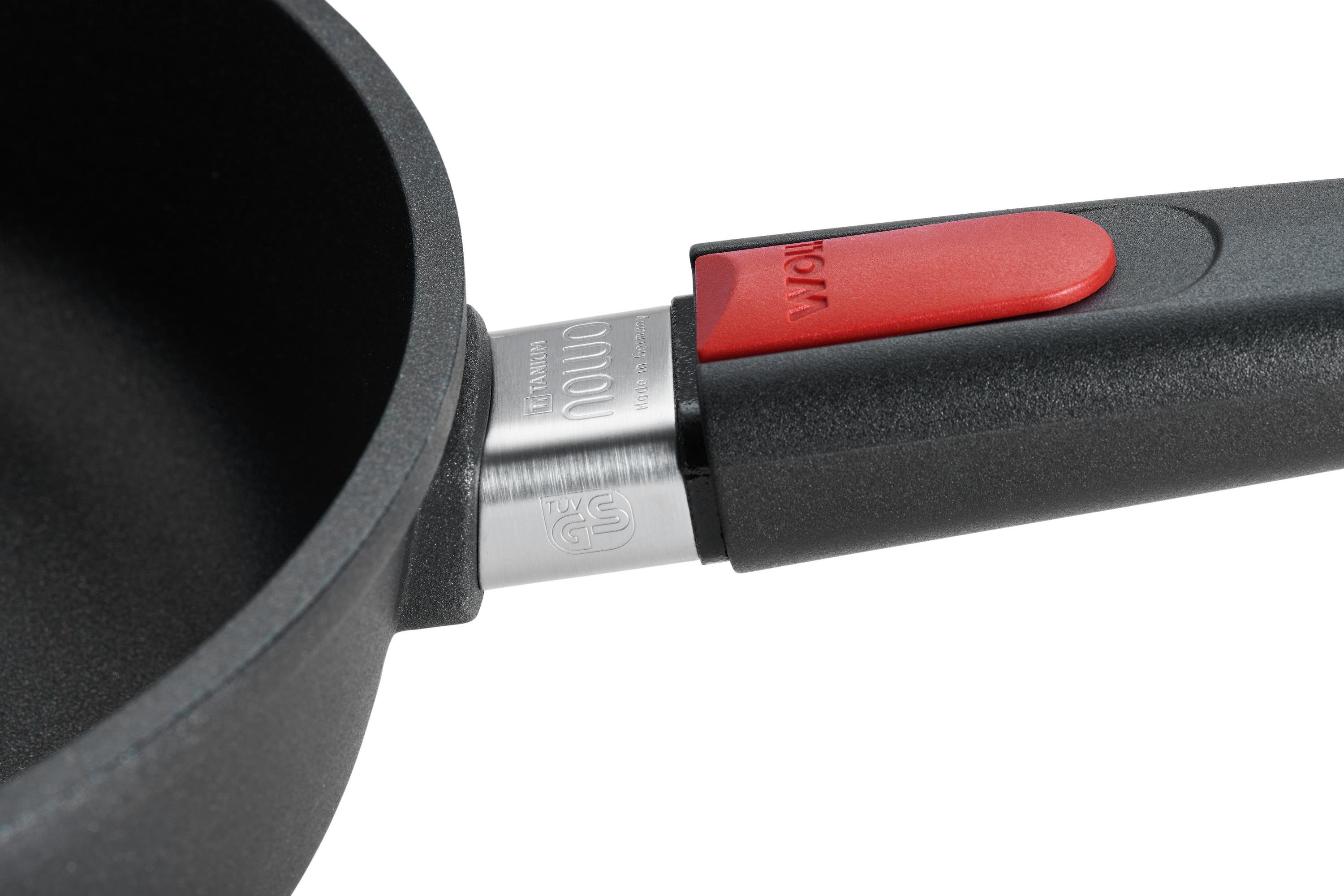 Nowo Titanium Guss-Hochrandpfanne Detailansicht | Stiel - Fest | Alle Herdarten inkl. Induktion | 28cm