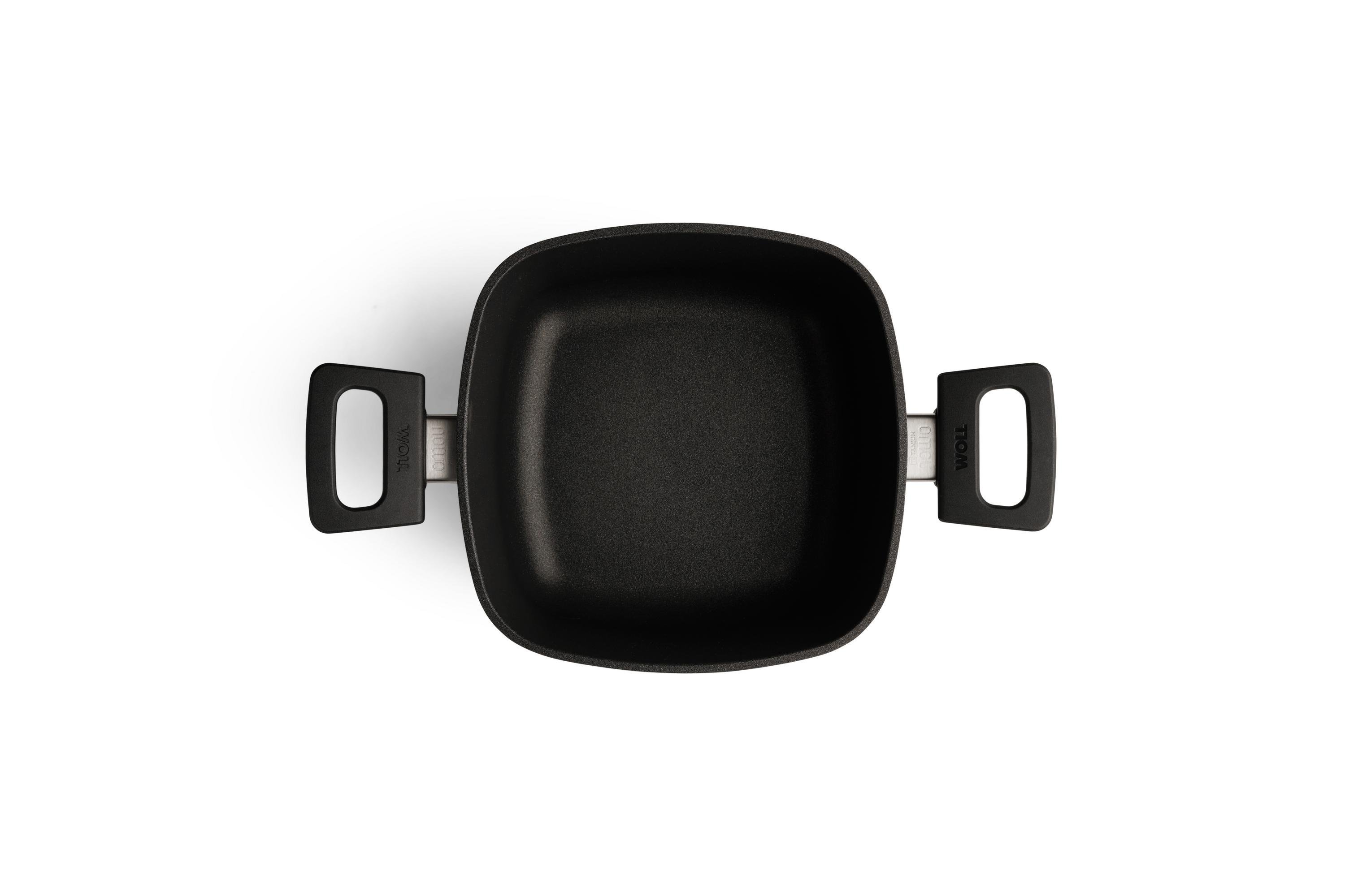 Nowo Titanium Guss-Kasserolle, viereckig Draufsicht | 2 Seitengriffe | Ceran, Gas, Elektro, Halogen | 20x20cm