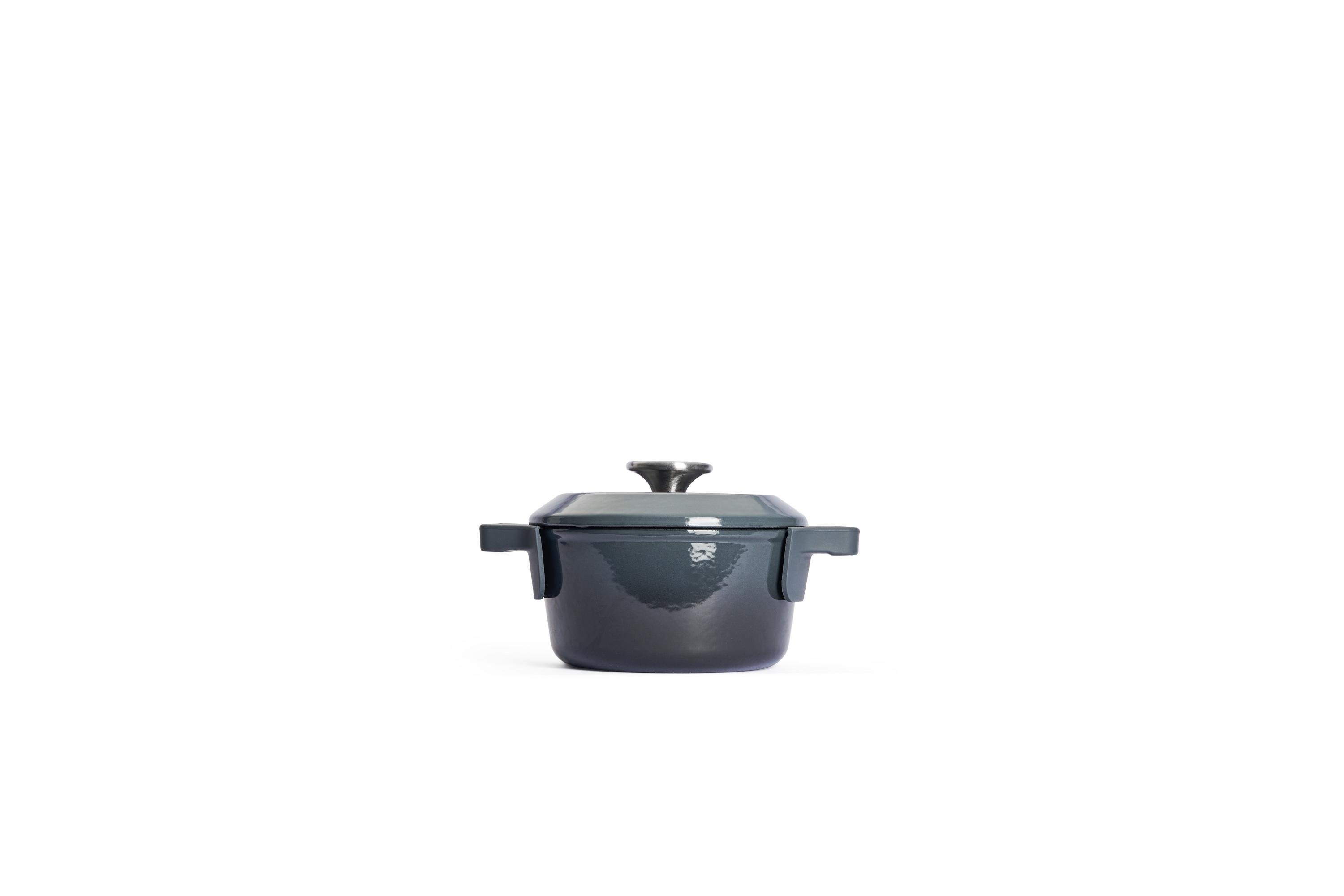Iron Gusstopf mit Deckel Seitenansicht | Carbon Grey | Alle Herdarten inkl. Induktion | 16cm