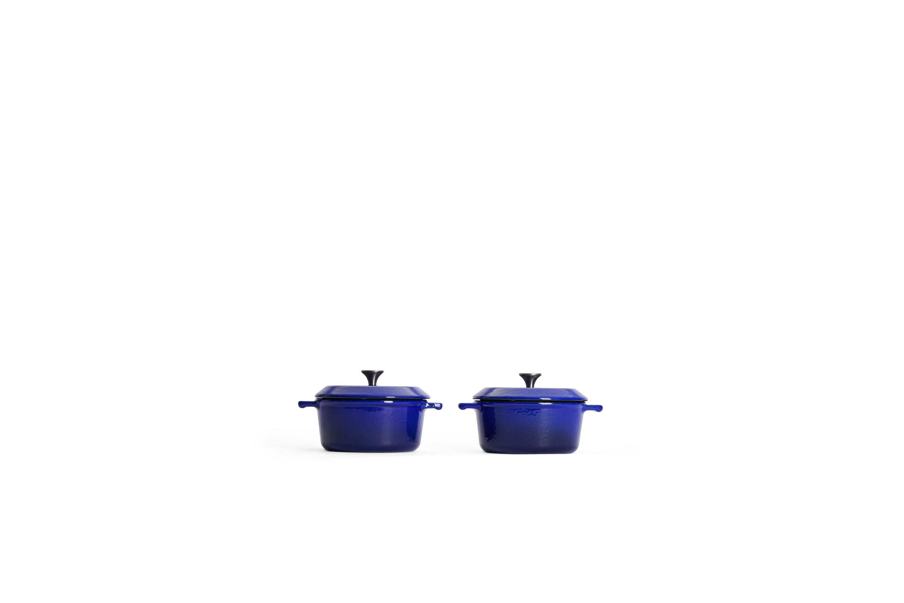110CI-020_Double_Profil Iron Guss-Mini-Kasserolle mit Deckel, 2-tlg. Seitenansicht | Cobalt Blue | Alle Herdarten inkl. Induktion | 10cm