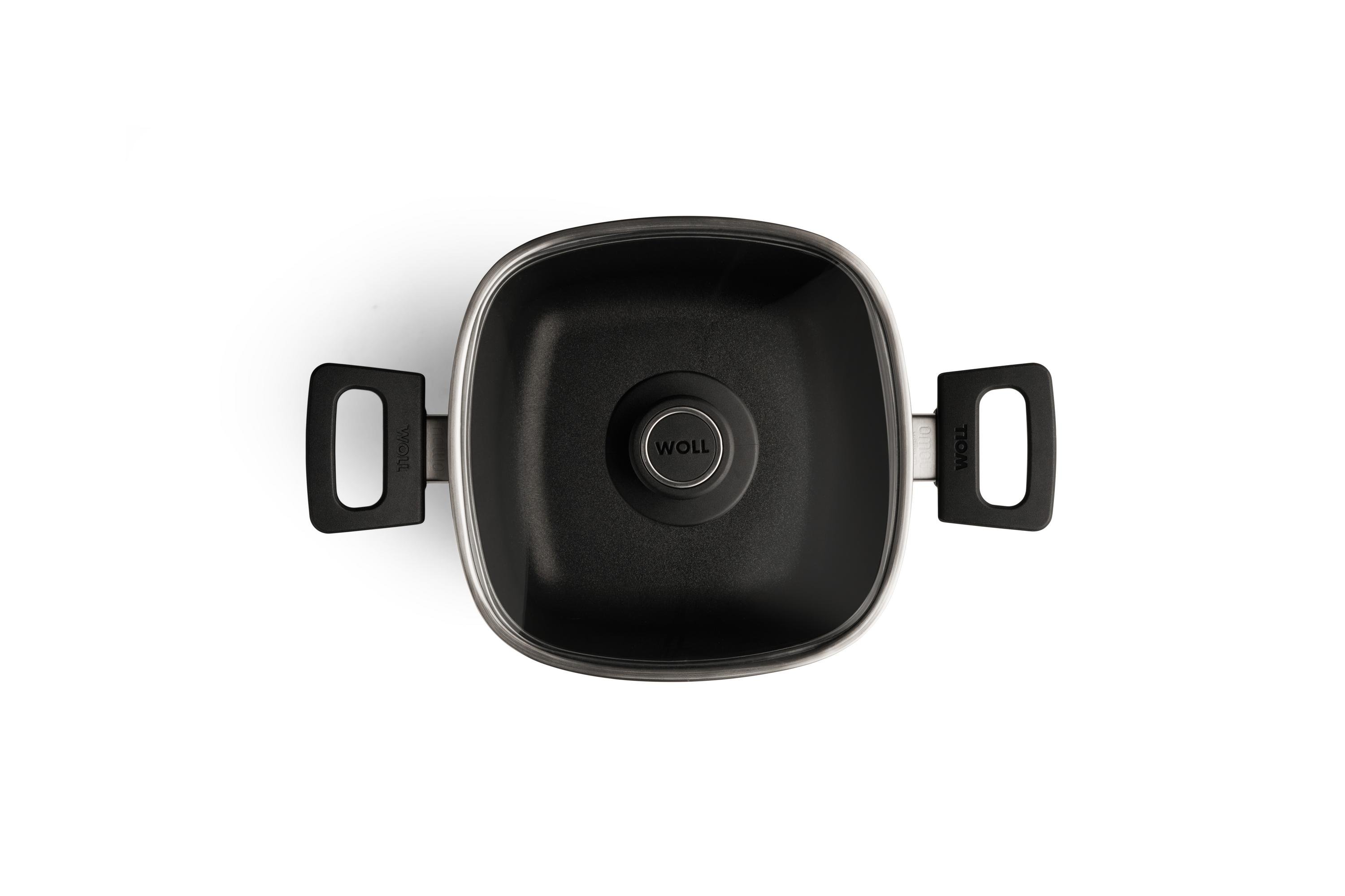 Nowo Titanium Guss-Kasserolle, viereckig Draufsicht | 2 Seitengriffe | Ceran, Gas, Elektro, Halogen | 20x20cm