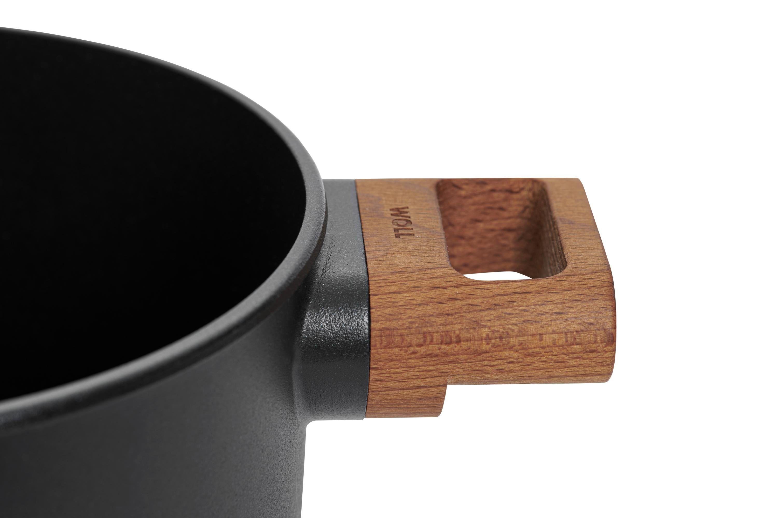 Eco Logic QXR Gusstopf Detailansicht | Alle Herdarten inkl. Induktion | 2 Seitengriffe aus Holz | 20 cm