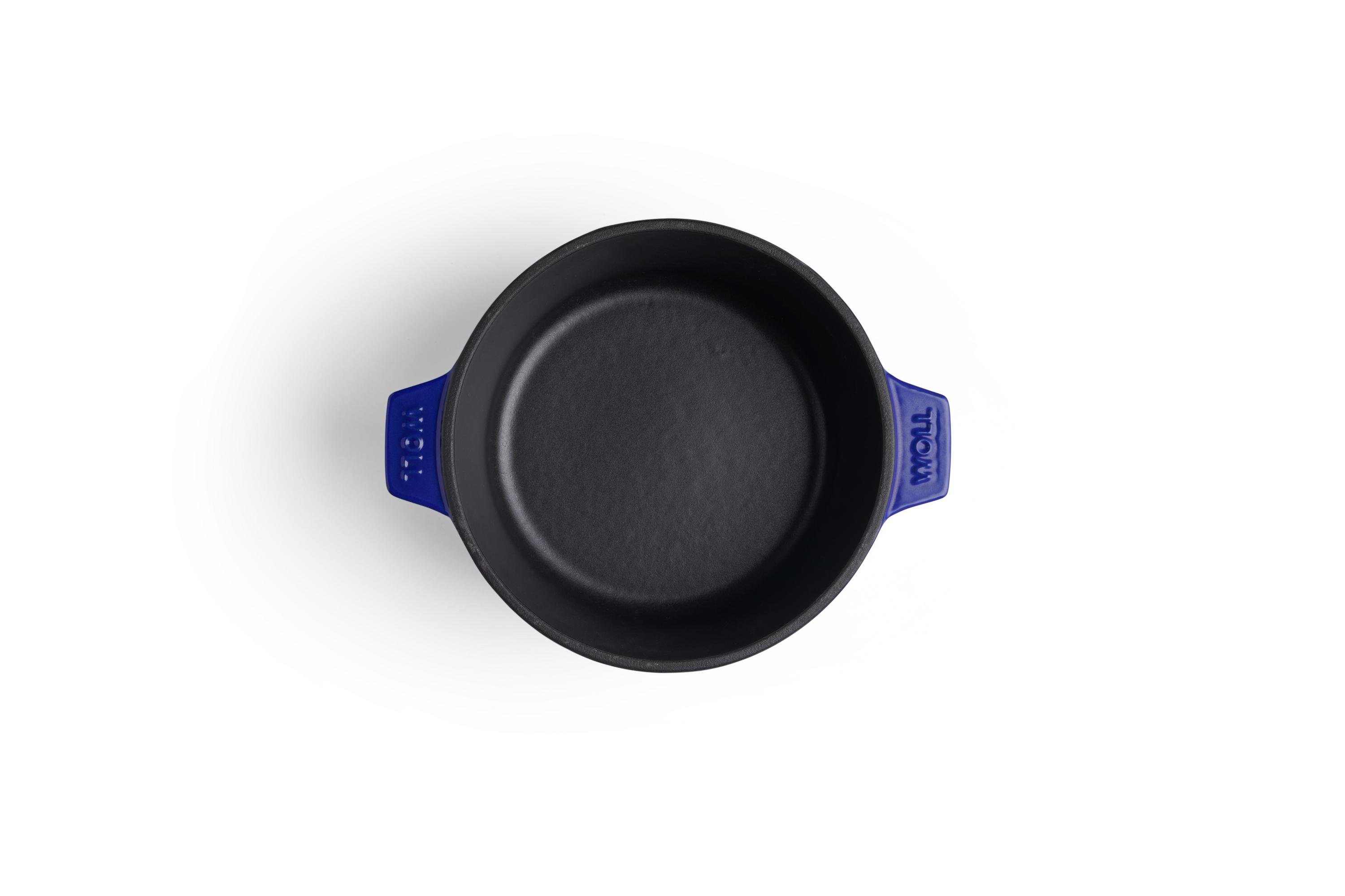 Iron Gusstopf mit Deckel Iron Topf-Set, Ø 24 cm + 20 cm, mit Silikon-Untersetzer Draufsicht | Cobalt Blue