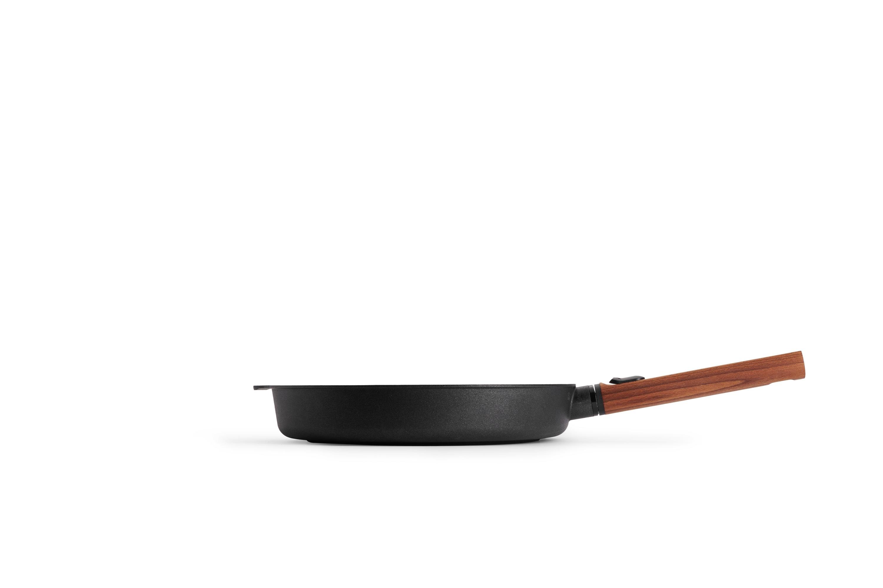 Eco Logic QXR Gusspfanne  Seitenansicht | Holz - Abnehmbar | 28 cm | Alle Herdarten inkl. Induktion