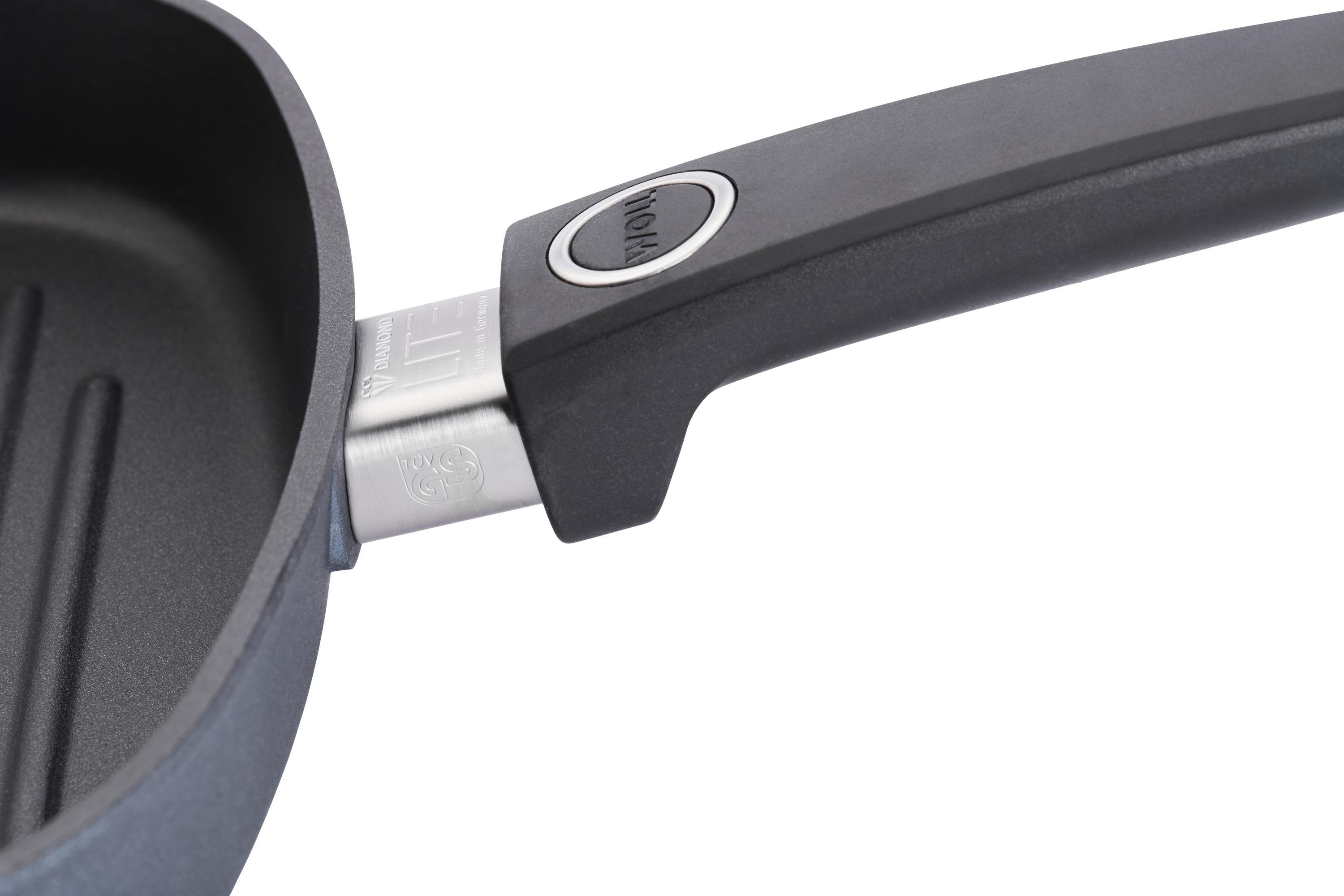 Diamond Lite Guss-Grillpfanne, viereckig, mit Rillen Diamond Lite Guss-Steakpfanne, viereckig, mit Rillen Detailansicht | Stiel - Fest | Ceran, Gas, Elektro, Halogen | 28x28cm