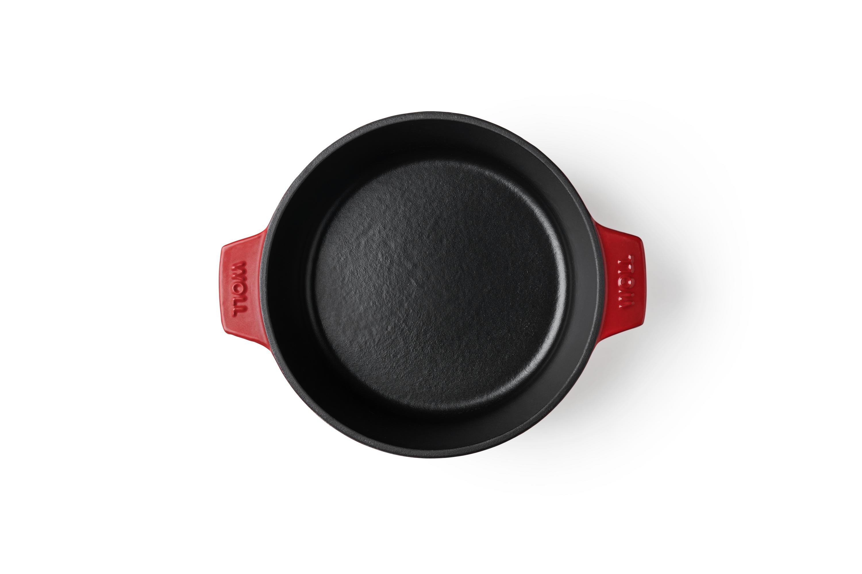 Iron Gusstopf mit Deckel Iron Topf, Ø 24 cm, mit Silikon-Untersetzer Draufsicht | Chili Red