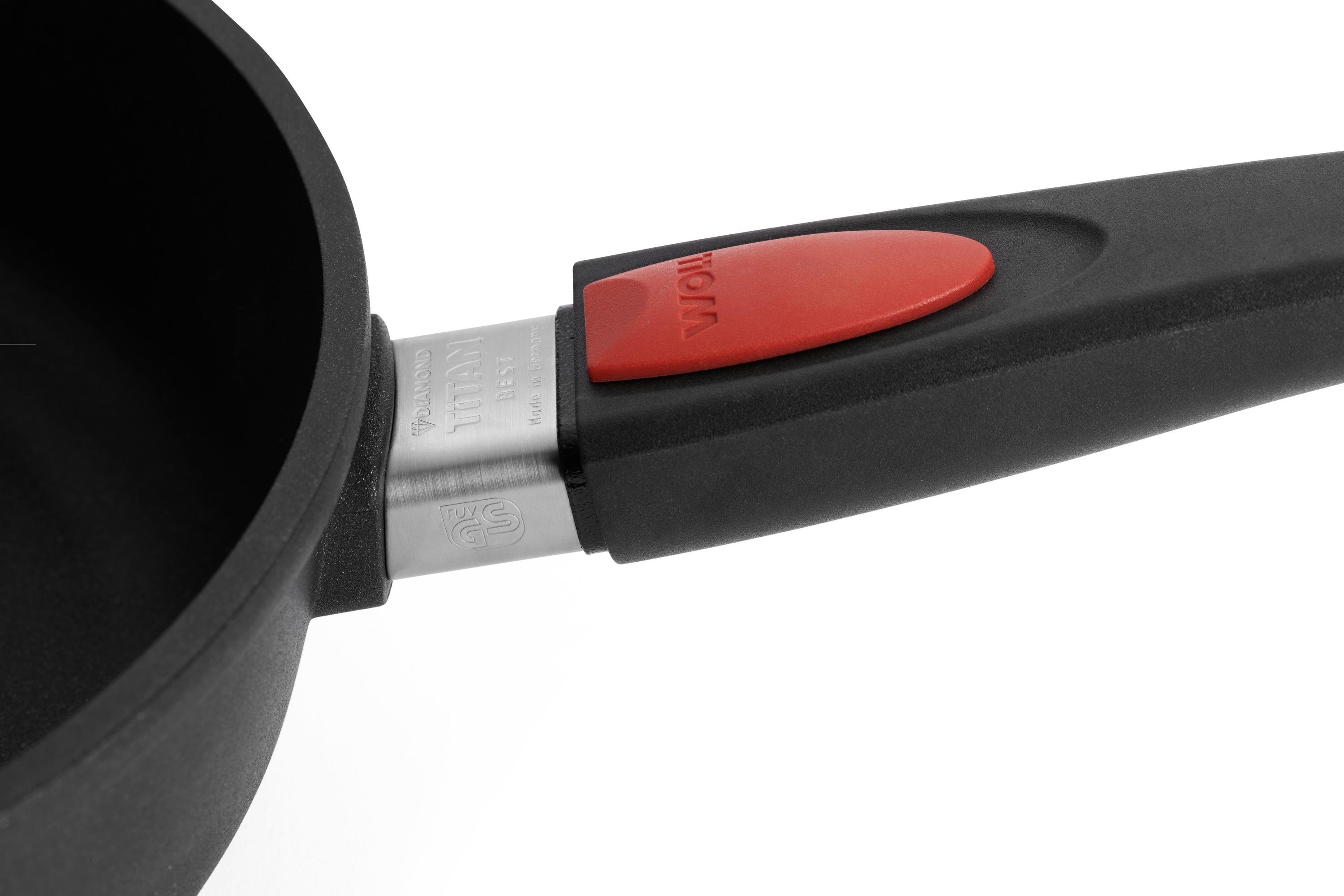 Titan Best Guss-Hochrandpfanne Detailansicht | Stiel - Abnehmbar | Ceran, Gas, Elektro, Halogen | 26cm