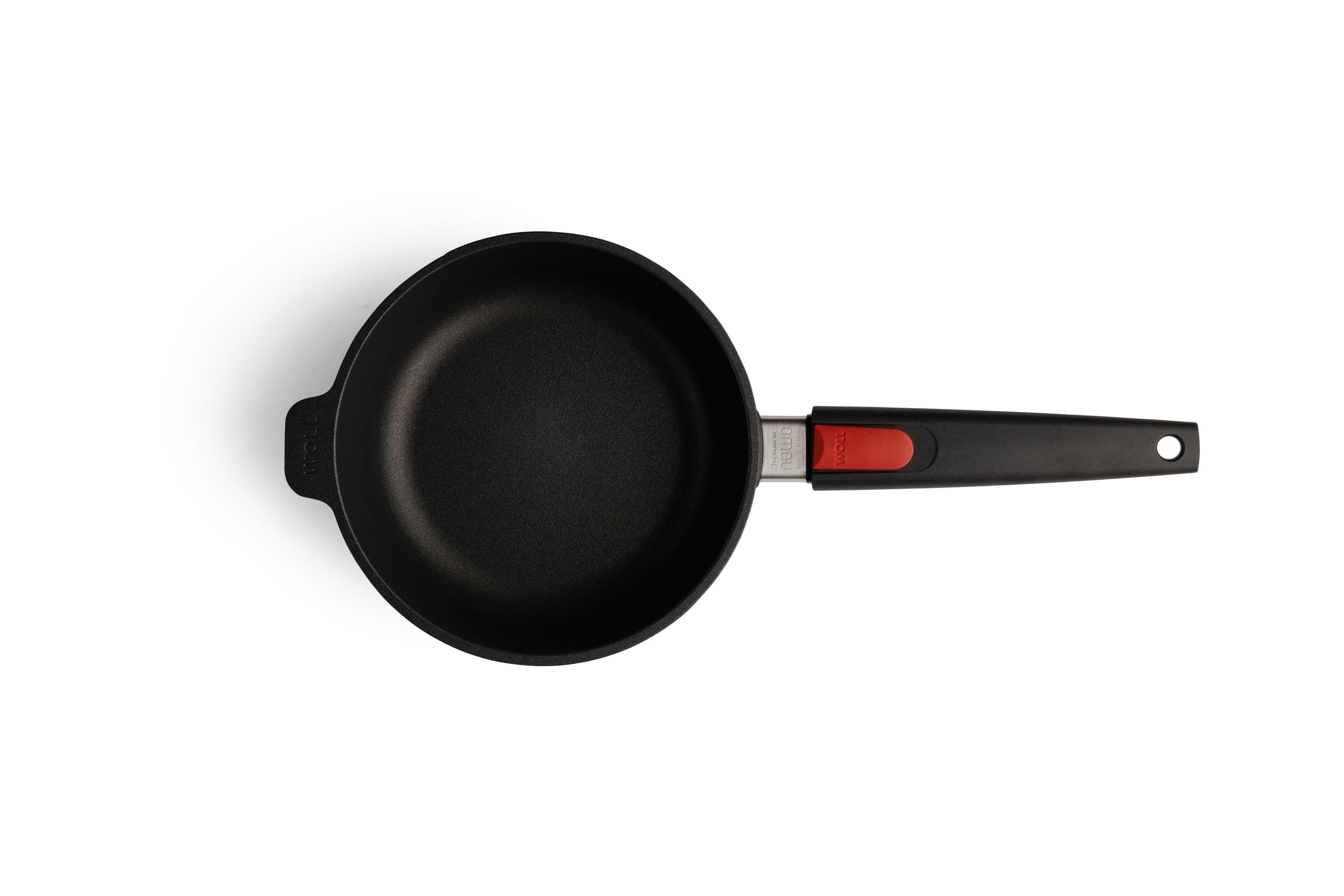 Nowo Titanium Guss-Hochrandpfanne Draufsicht | Stiel - Fest | 20cm | Ceran, Gas, Elektro, Halogen