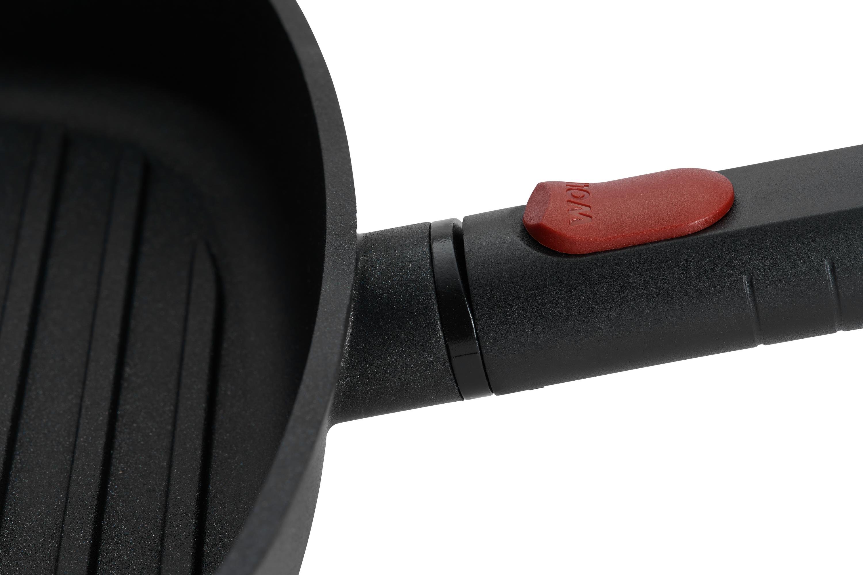 Logic XR Guss-Steakpfanne, viereckig, mit Rillen Detailansicht | Phenolik - Abnehmbar | Alle Herdarten inkl. Induktion | 28x28cm