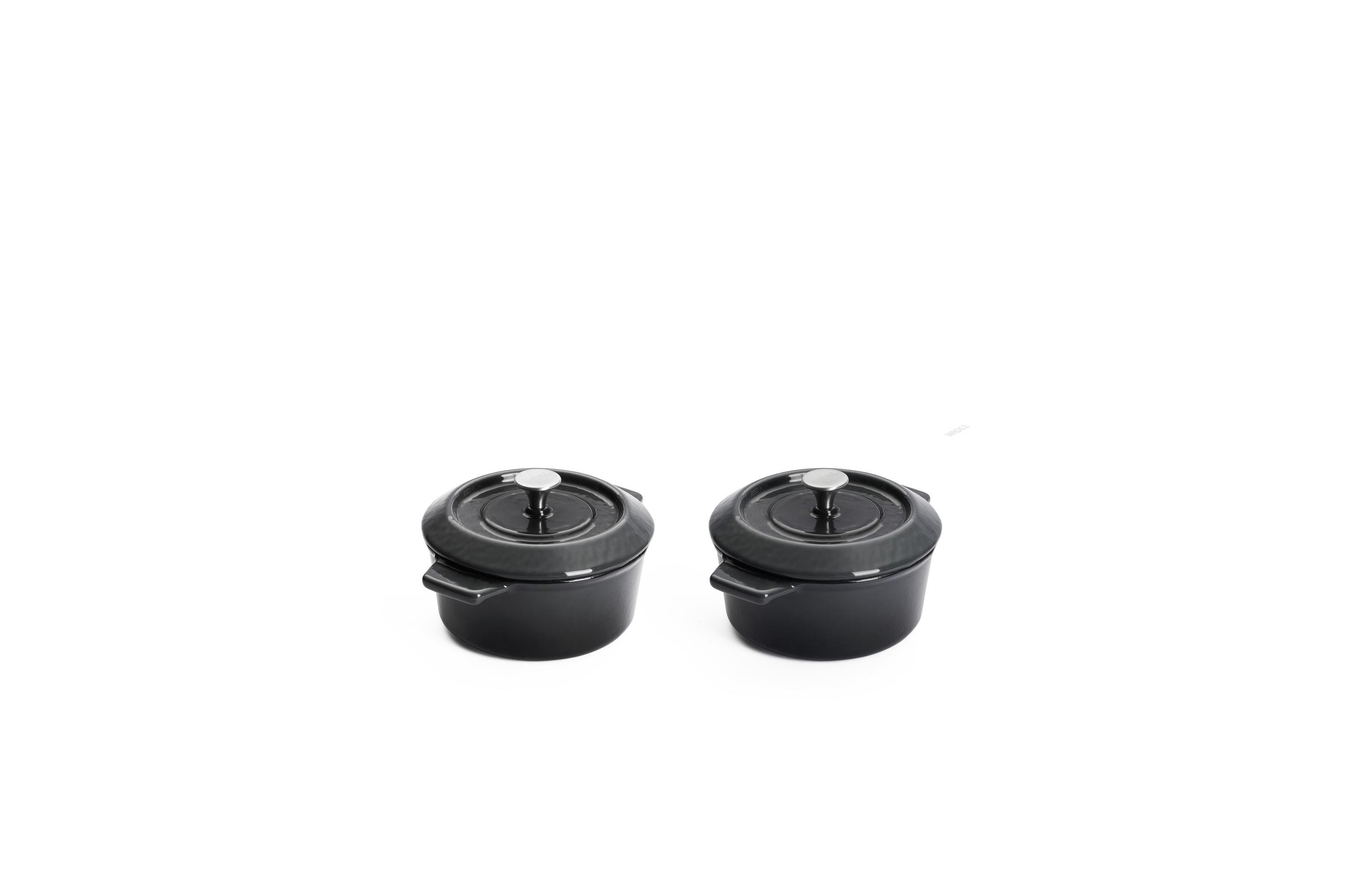 110CI-030_Double_Lid_3Quarter Iron Guss-Mini-Kasserolle mit Deckel, 2-tlg. | Carbon Grey | Alle Herdarten inkl. Induktion | 10cm