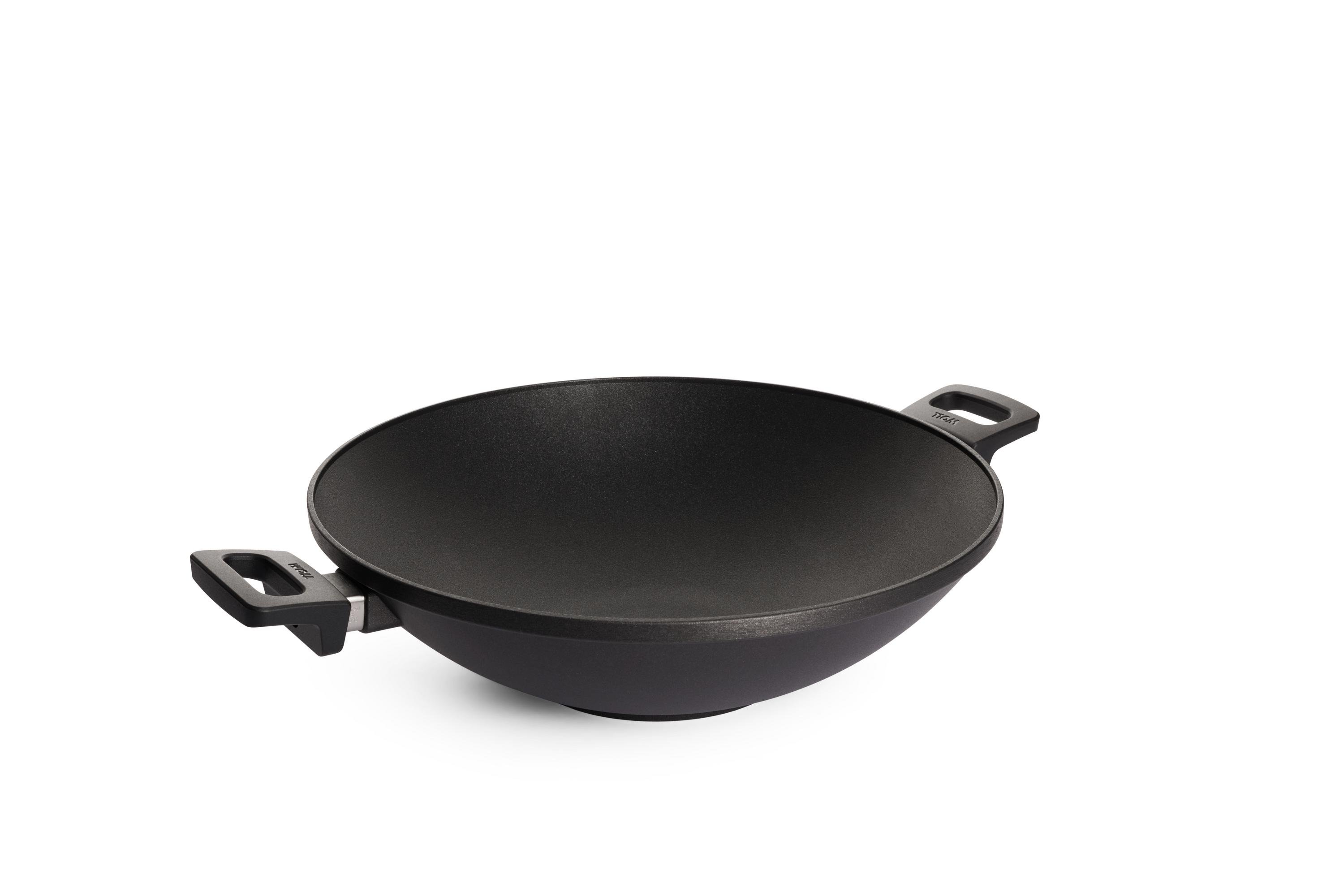 Nowo Titanium Guss-Wok | Alle Herdarten inkl. Induktion | 2 Seitengriffe | 36cm