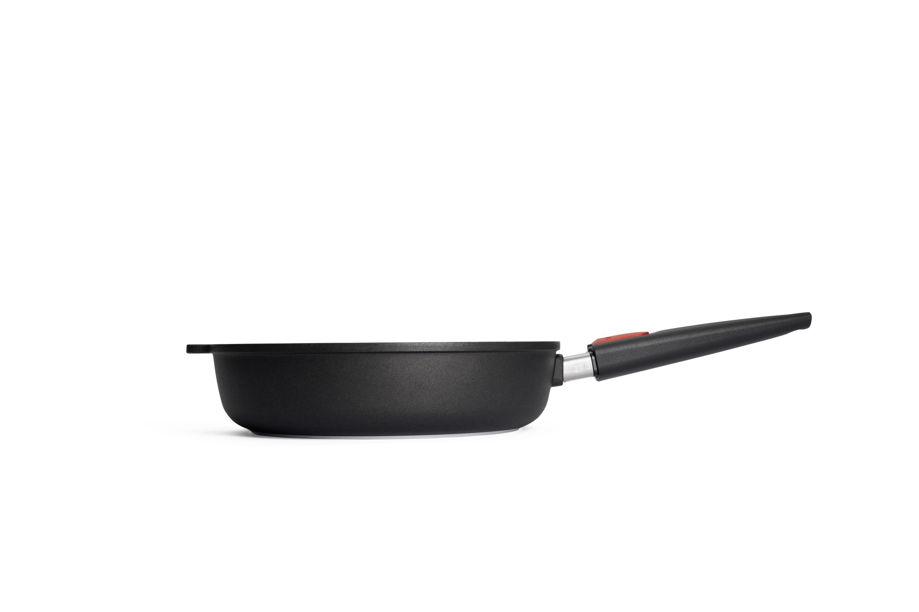 Nowo Titanium Guss-Hochrandpfanne Seitenansicht | Stiel - Abnehmbar | Alle Herdarten inkl. Induktion | 28cm