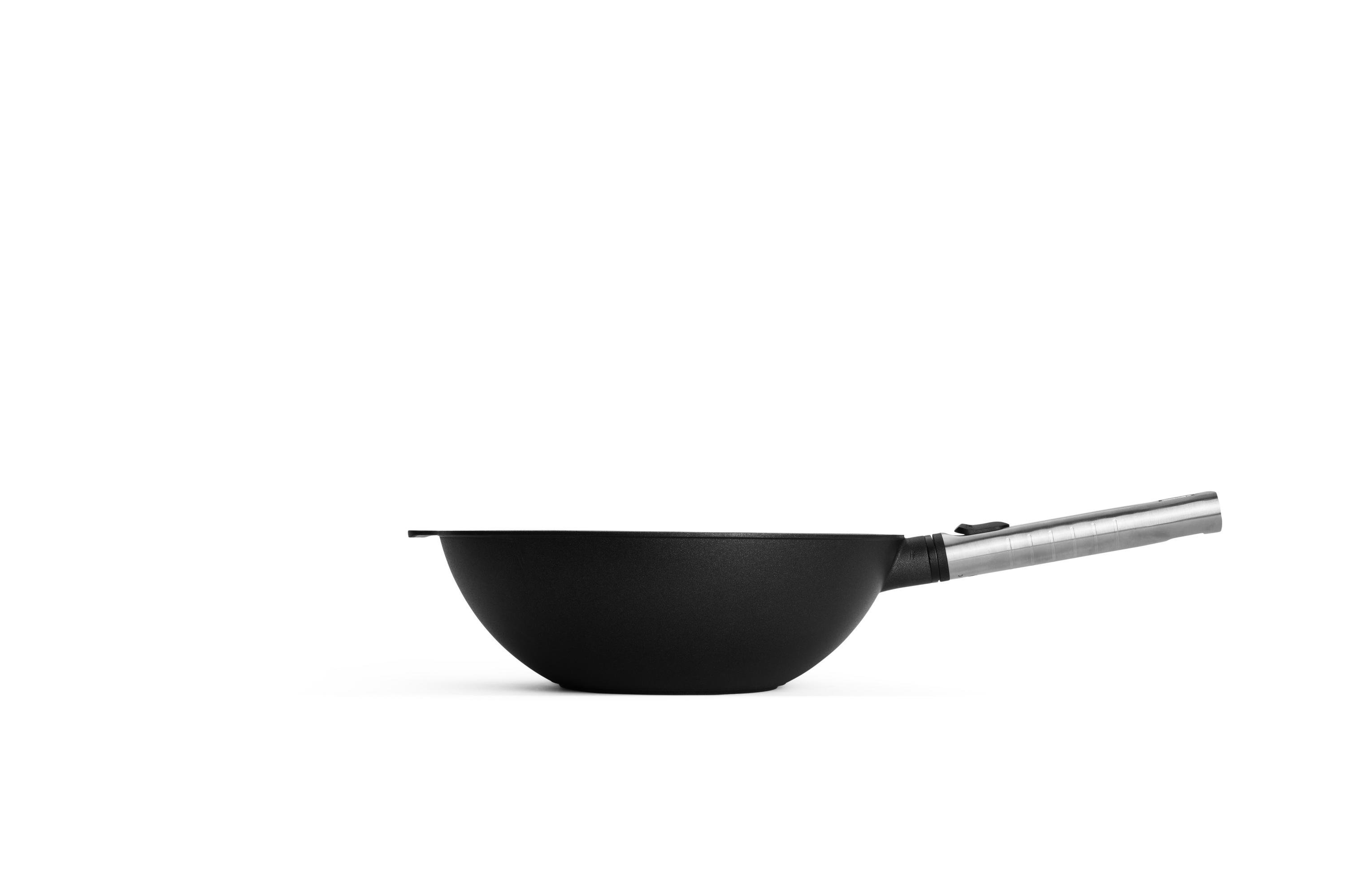 11028PLCI_Profile Logic XR Guss-Wok- und Rührpfanne Seitenansicht | Edelstahl - Abnehmbar | Alle Herdarten inkl. Induktion | 28cm