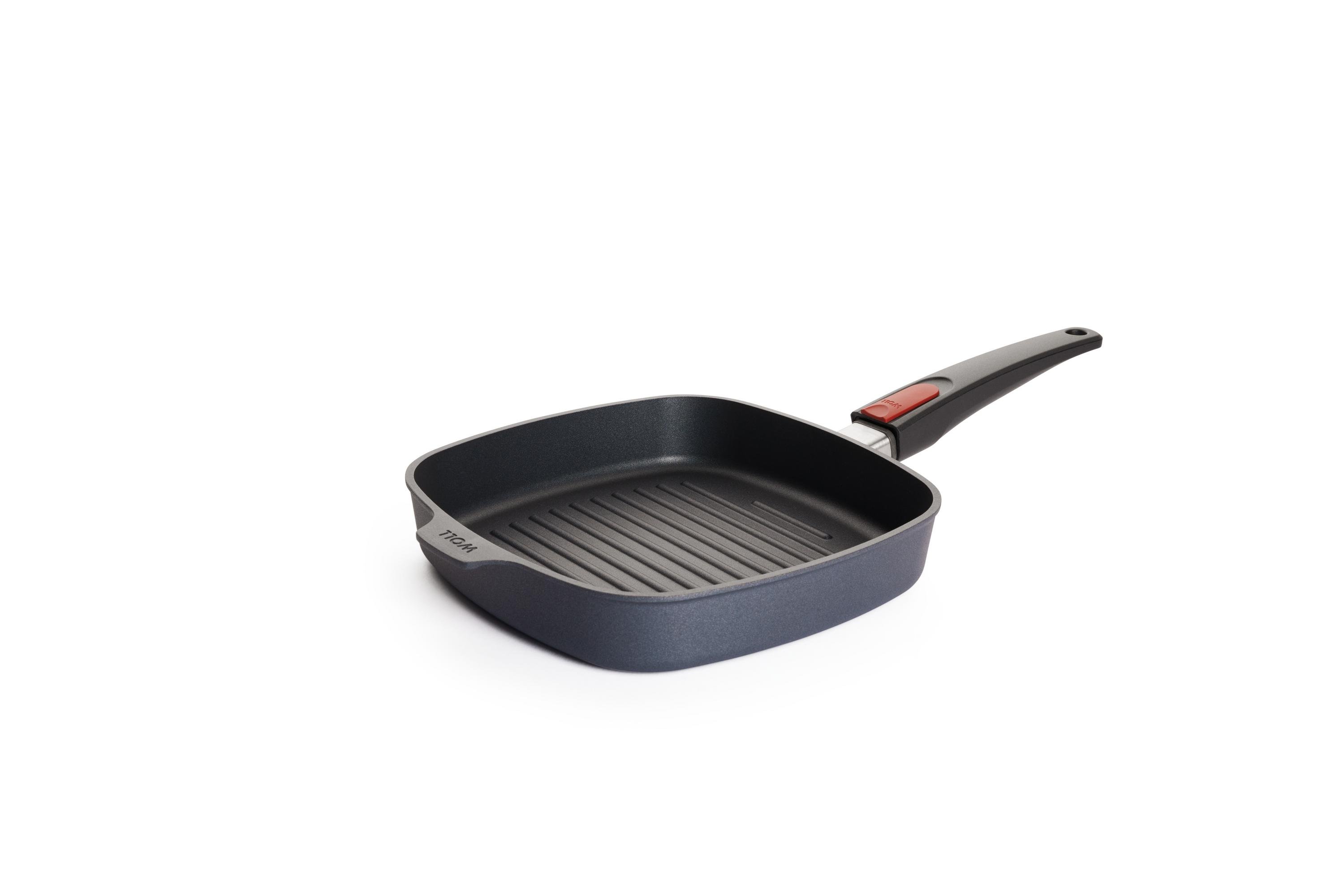 1624-1DPS_1624-1DPI_3Quarter Diamond Lite Guss-Steakpfanne, viereckig, mit Rillen | 24x24cm | Stiel - Abnehmbar | Alle Herdarten inkl. Induktion
