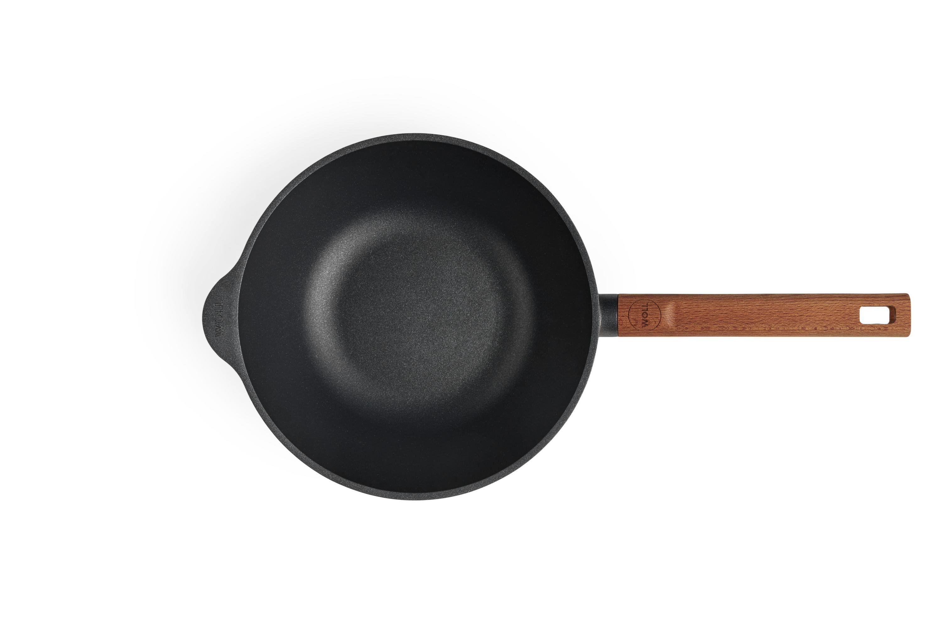 Eco Logic QXR Wok mit Glasdeckel, Ø 24 cm Draufsicht | Holz - Fest | Alle Herdarten inkl. Induktion | 24cm