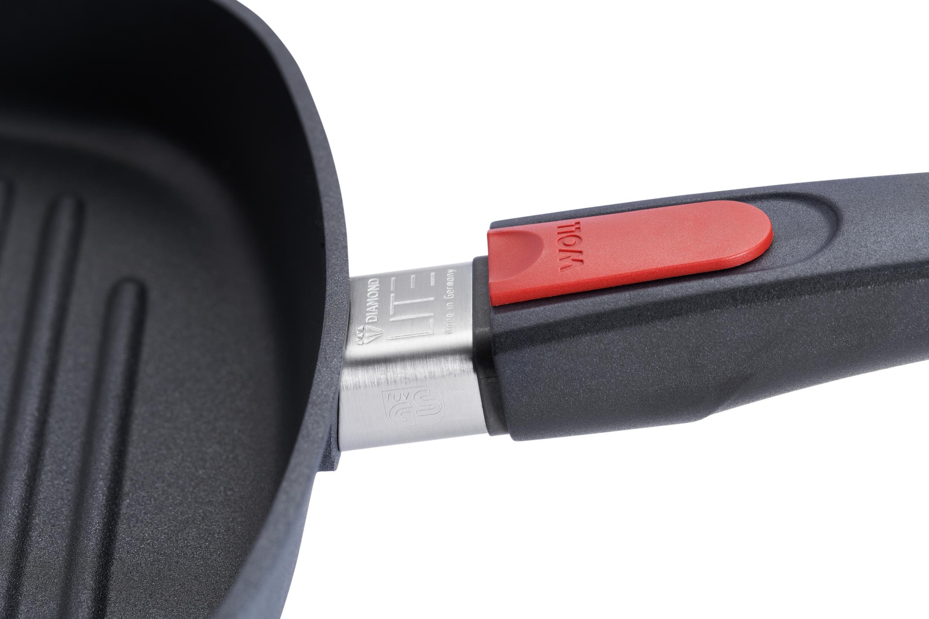 1624-1DPS_1624-1DPI_Handle_Detail Diamond Lite Guss-Steakpfanne, viereckig, mit Rillen Detailansicht | 24x24cm | Stiel - Abnehmbar | Alle Herdarten inkl. Induktion