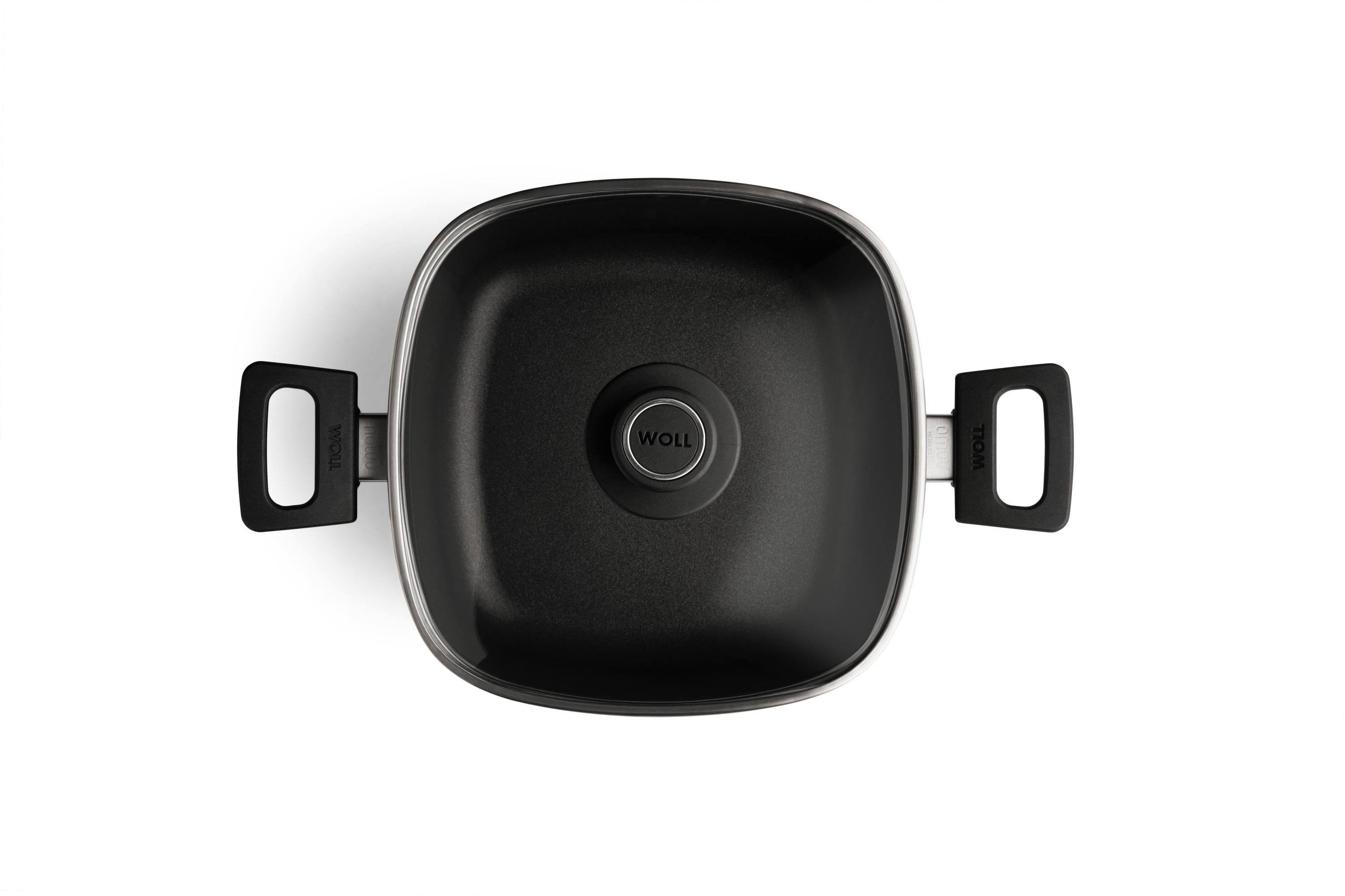 1024N_Lid_Overhead Nowo Titanium Guss-Kasserolle, viereckig Draufsicht | 24x24cm | 2 Seitengriffe | Ceran, Gas, Elektro, Halogen