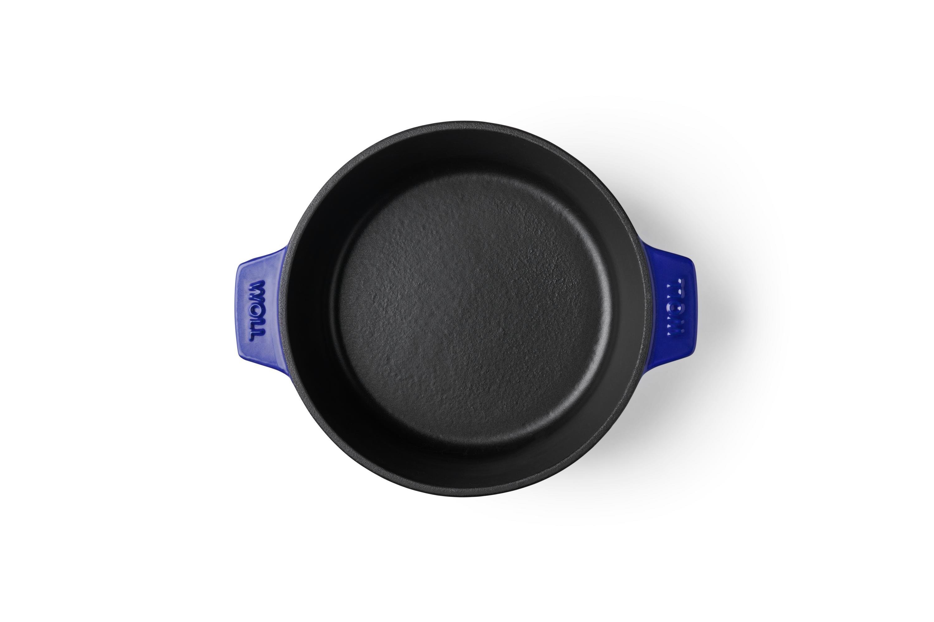 Iron Gusstopf mit Deckel Iron Topf, Ø 24 cm, mit Silikon-Untersetzer Draufsicht | Cobalt Blue