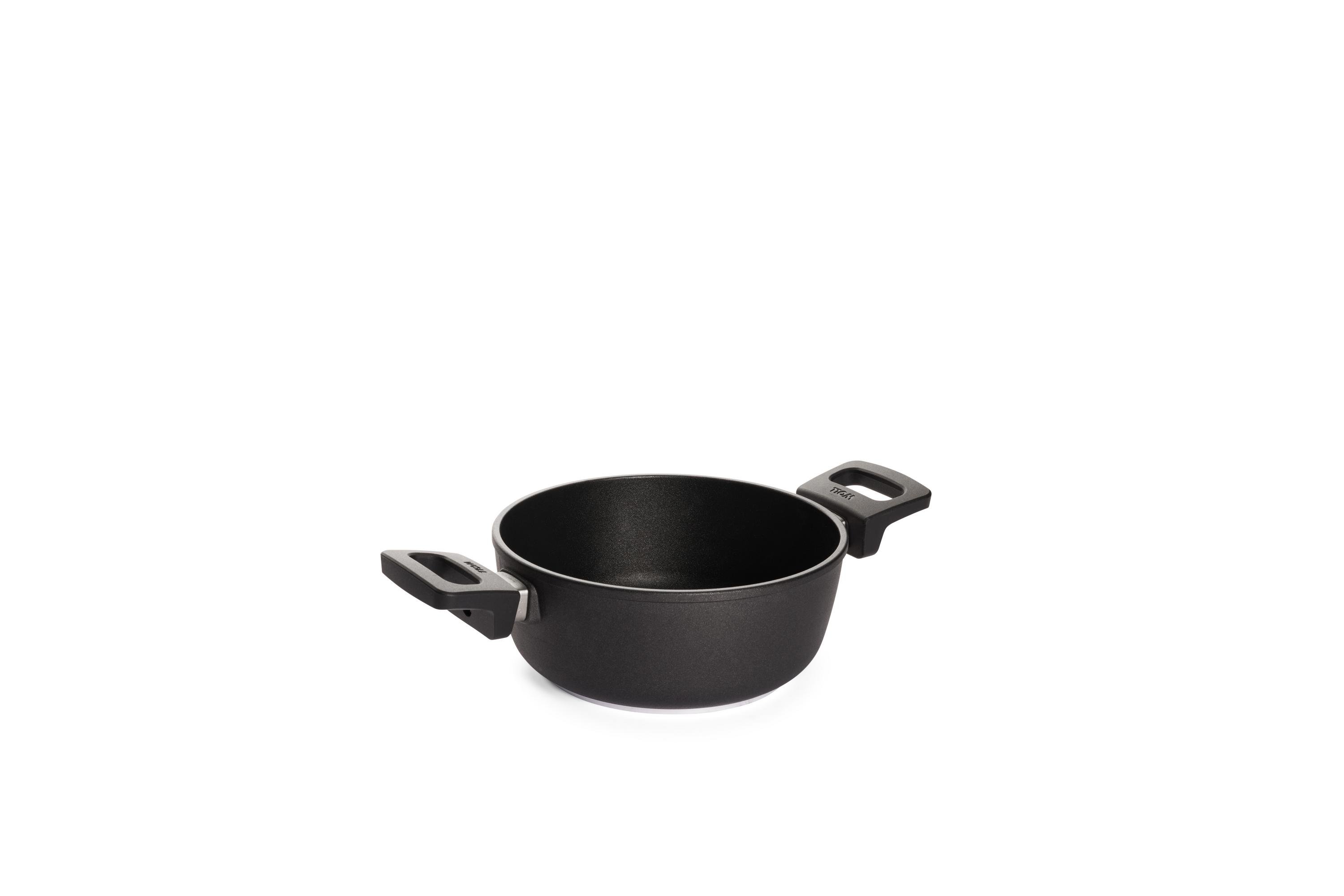 820N_3Quarter Nowo Titanium Guss-Kasserolle | 20cm | 2 Seitengriffe | Ceran, Gas, Elektro, Halogen