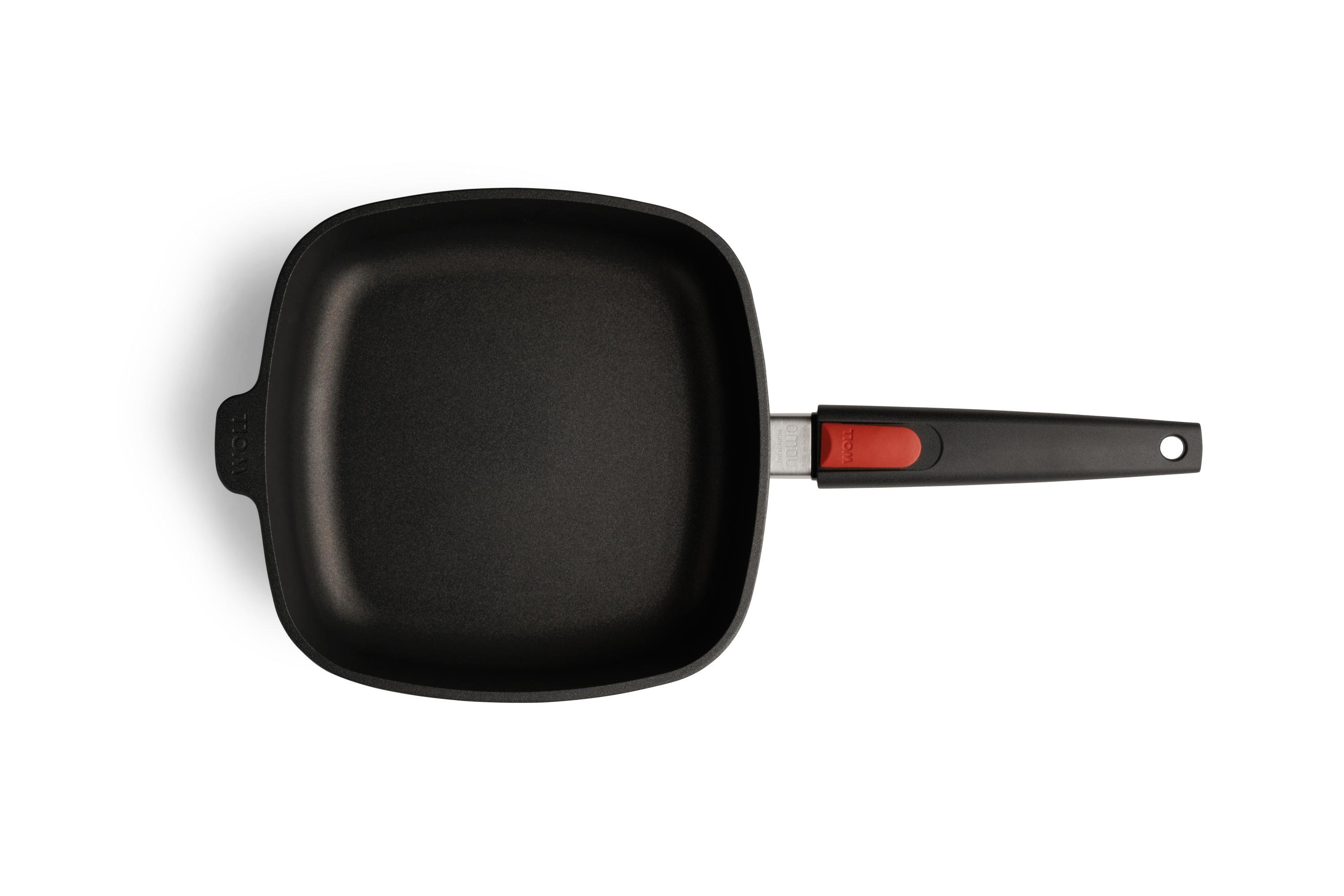 Nowo Titanium Gusspfanne, viereckig Draufsicht | Stiel - Fest | 24x24cm | Alle Herdarten inkl. Induktion