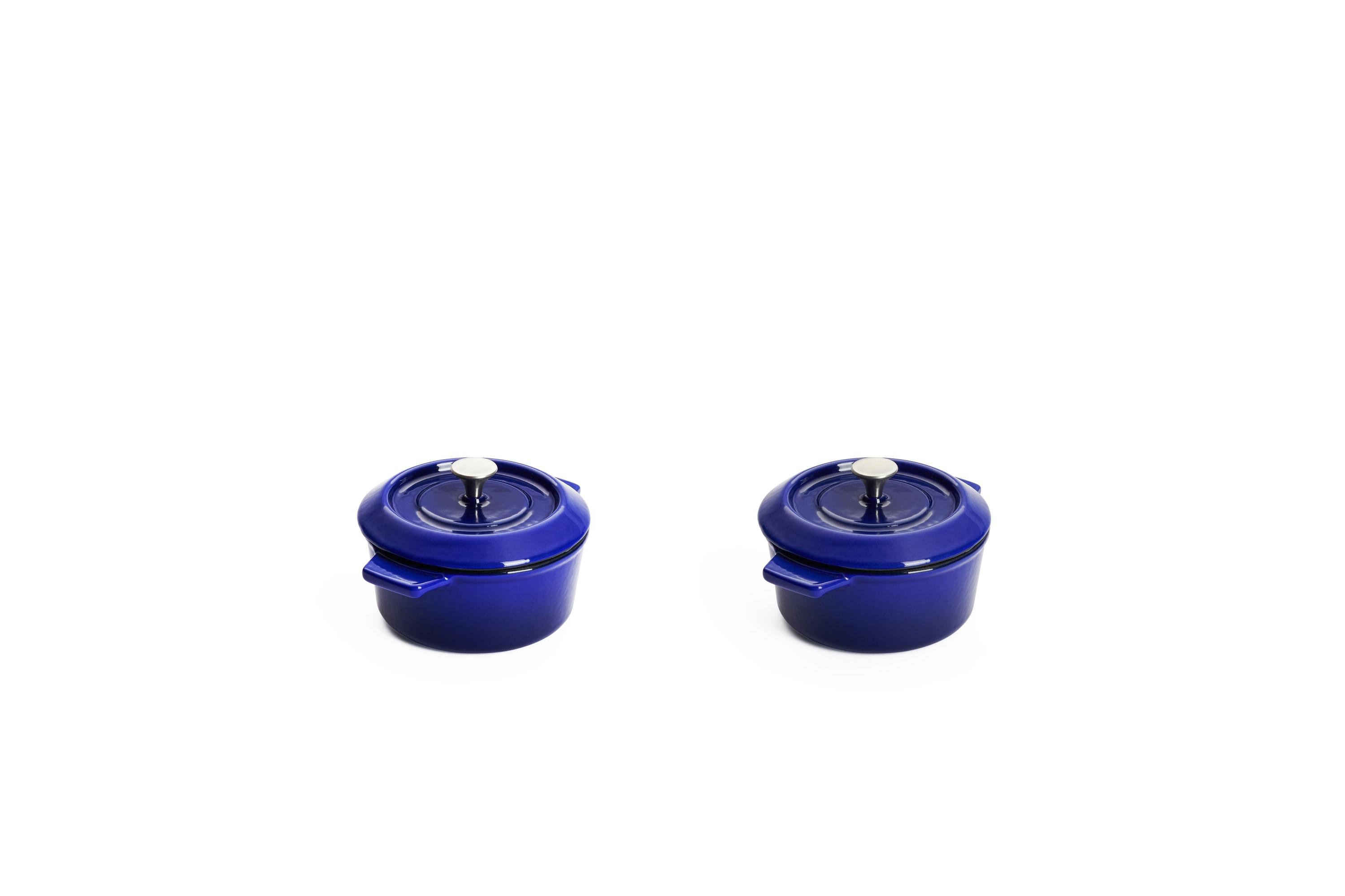 110CI-020_Double_Lid_3Quarter Iron Guss-Mini-Kasserolle mit Deckel, 2-tlg. | Cobalt Blue | Alle Herdarten inkl. Induktion | 10cm