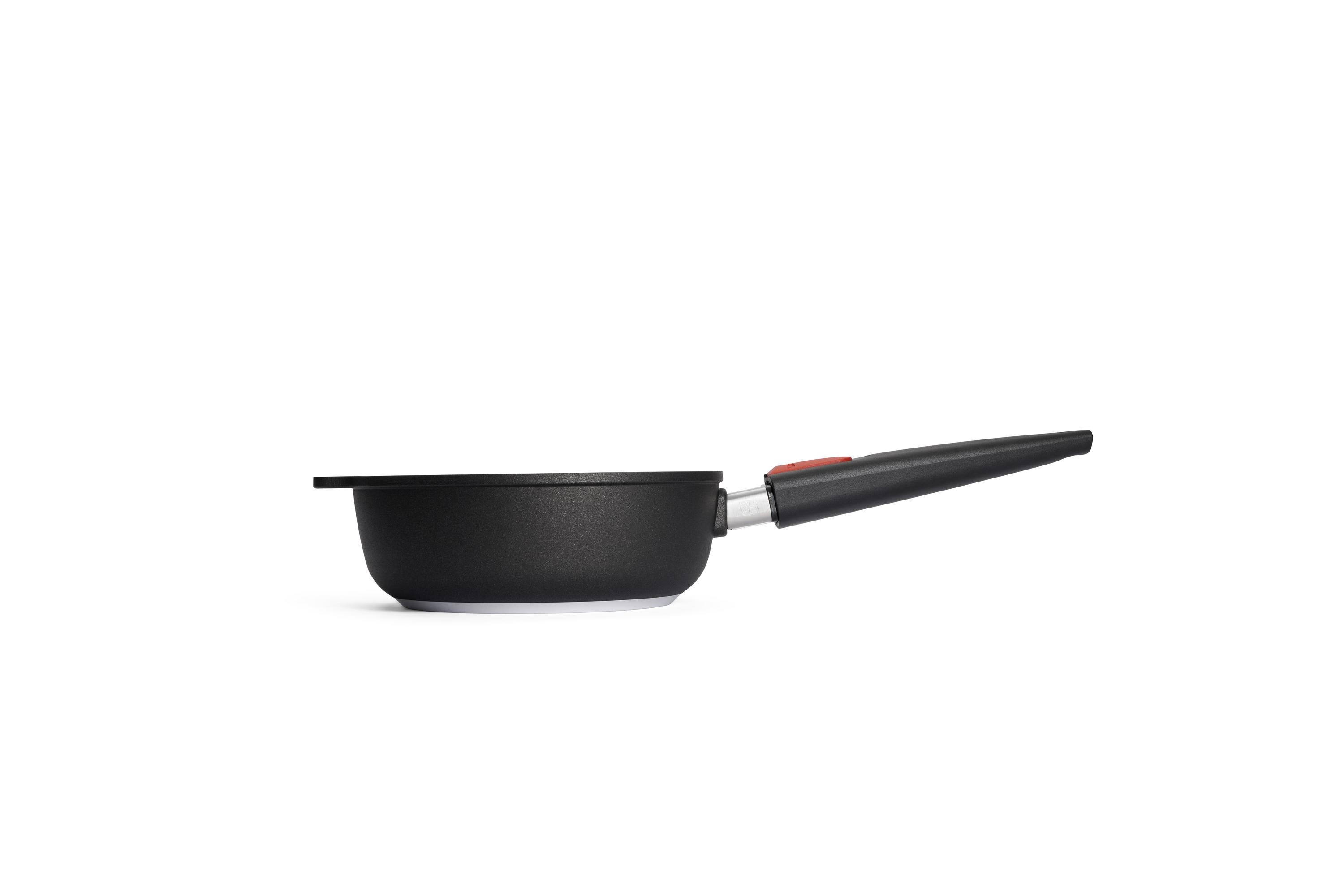 Nowo Titanium Guss-Hochrandpfanne Seitenansicht | Stiel - Fest | 20cm | Ceran, Gas, Elektro, Halogen